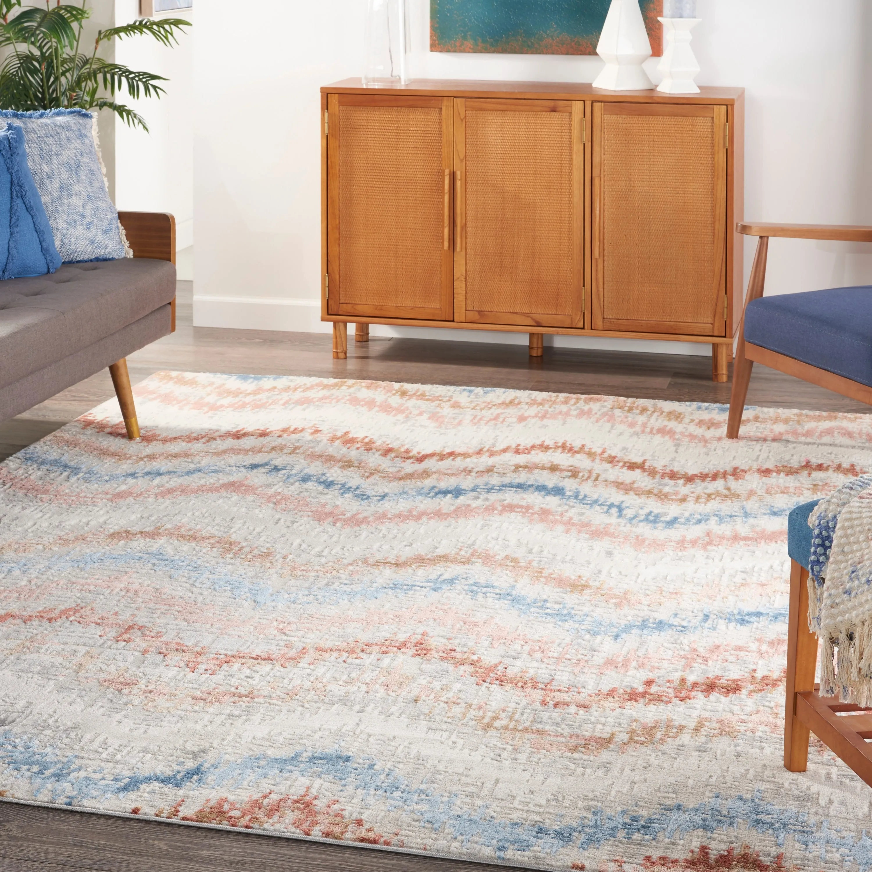 Nourison Elation Chevron Abstract Modern Area Rug