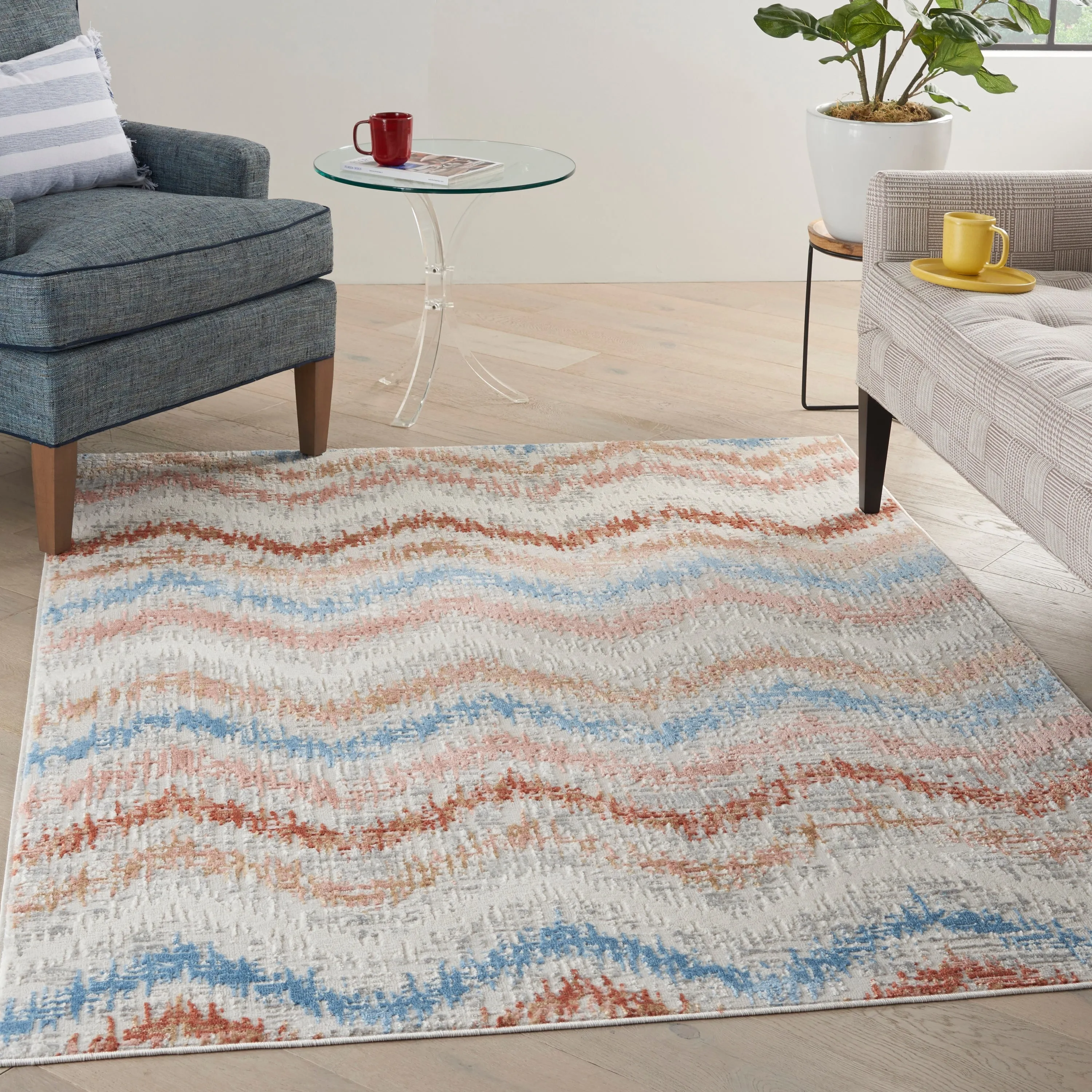 Nourison Elation Chevron Abstract Modern Area Rug