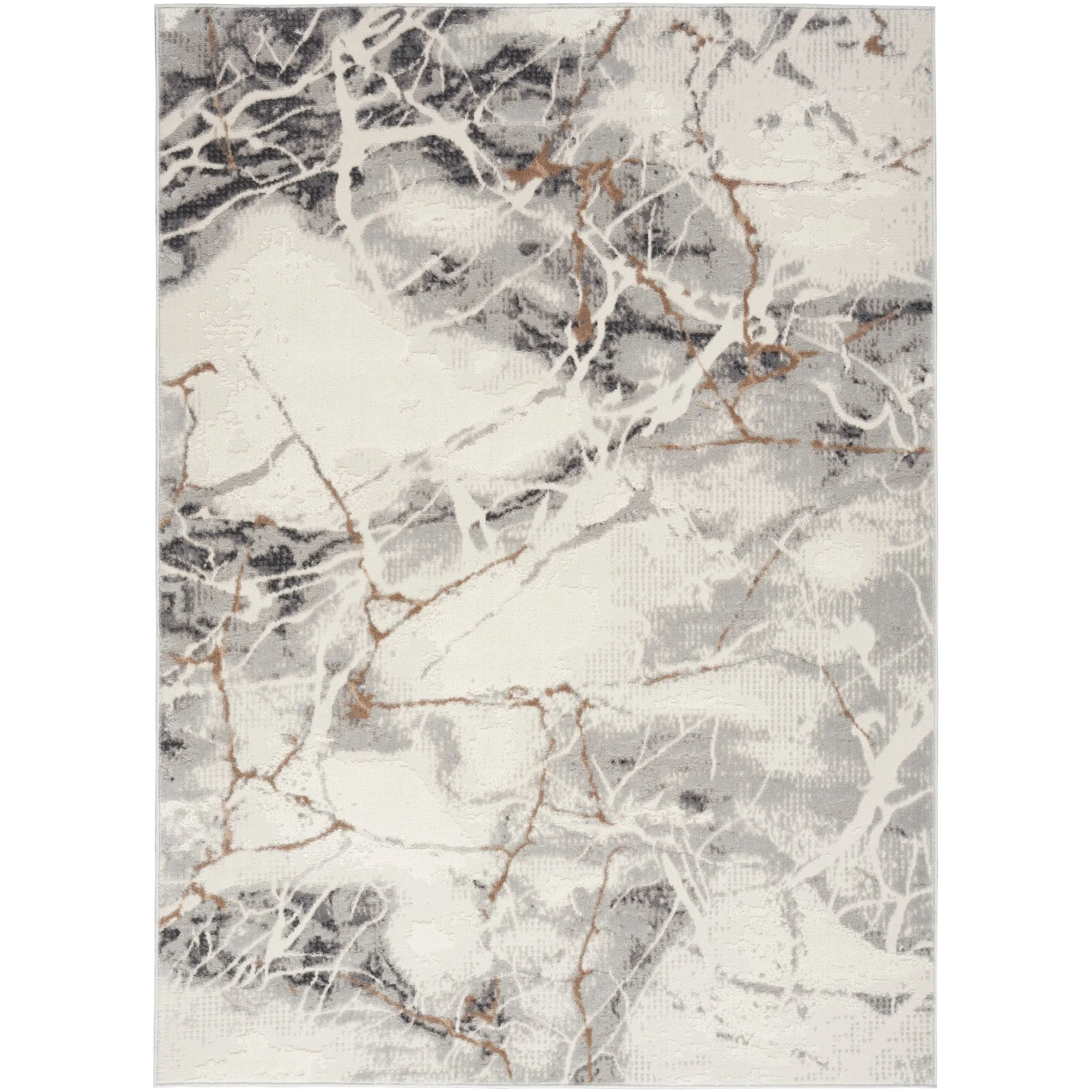 Nourison Elation Contemporary Abstract Ivory Grey Area Rug