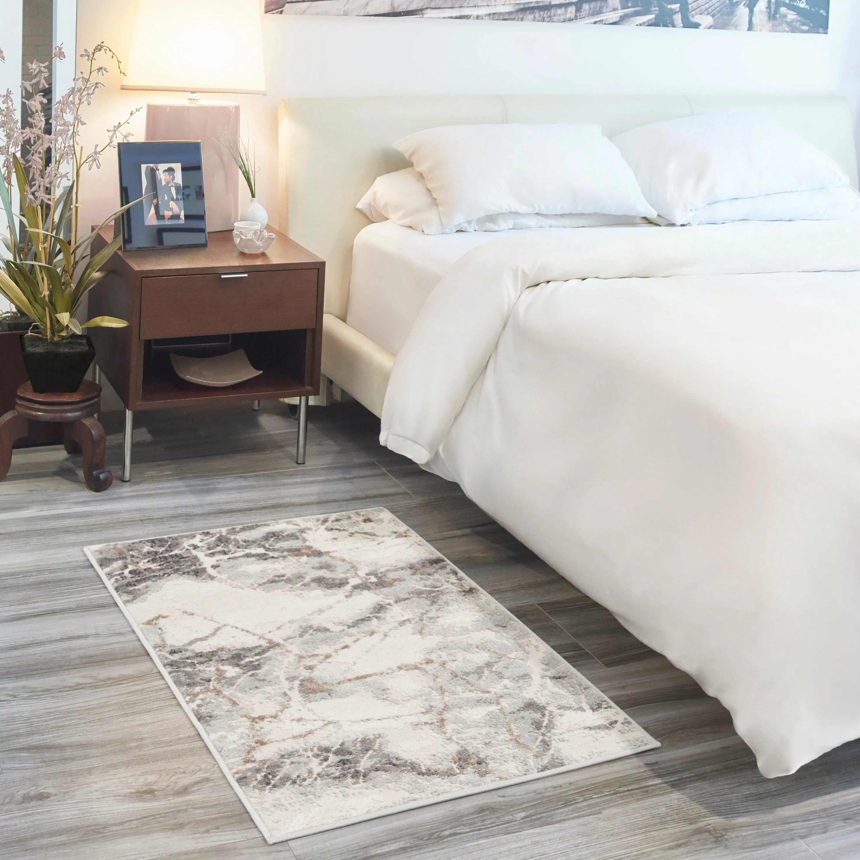 Nourison Elation Contemporary Abstract Ivory Grey Area Rug