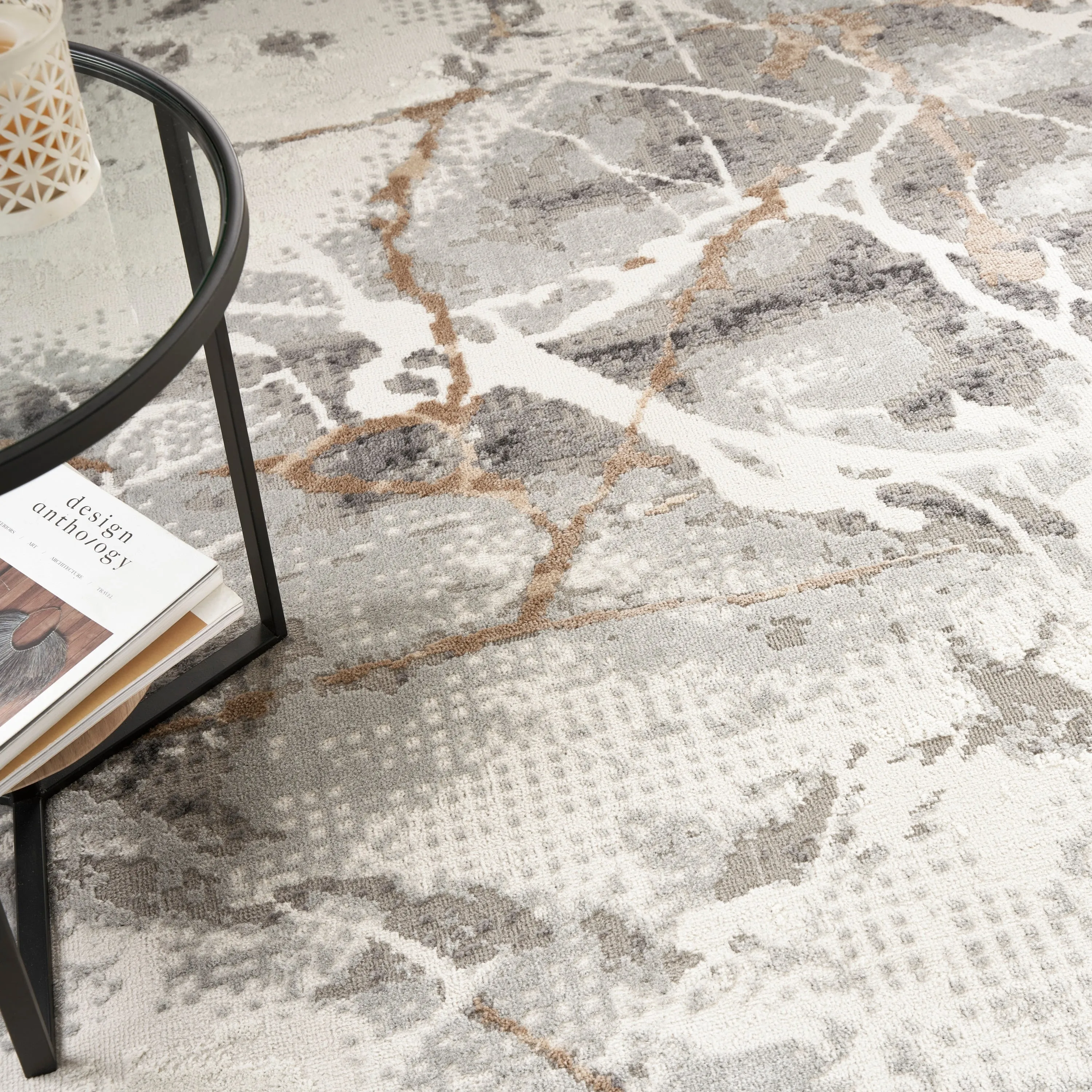 Nourison Elation Contemporary Abstract Ivory Grey Area Rug