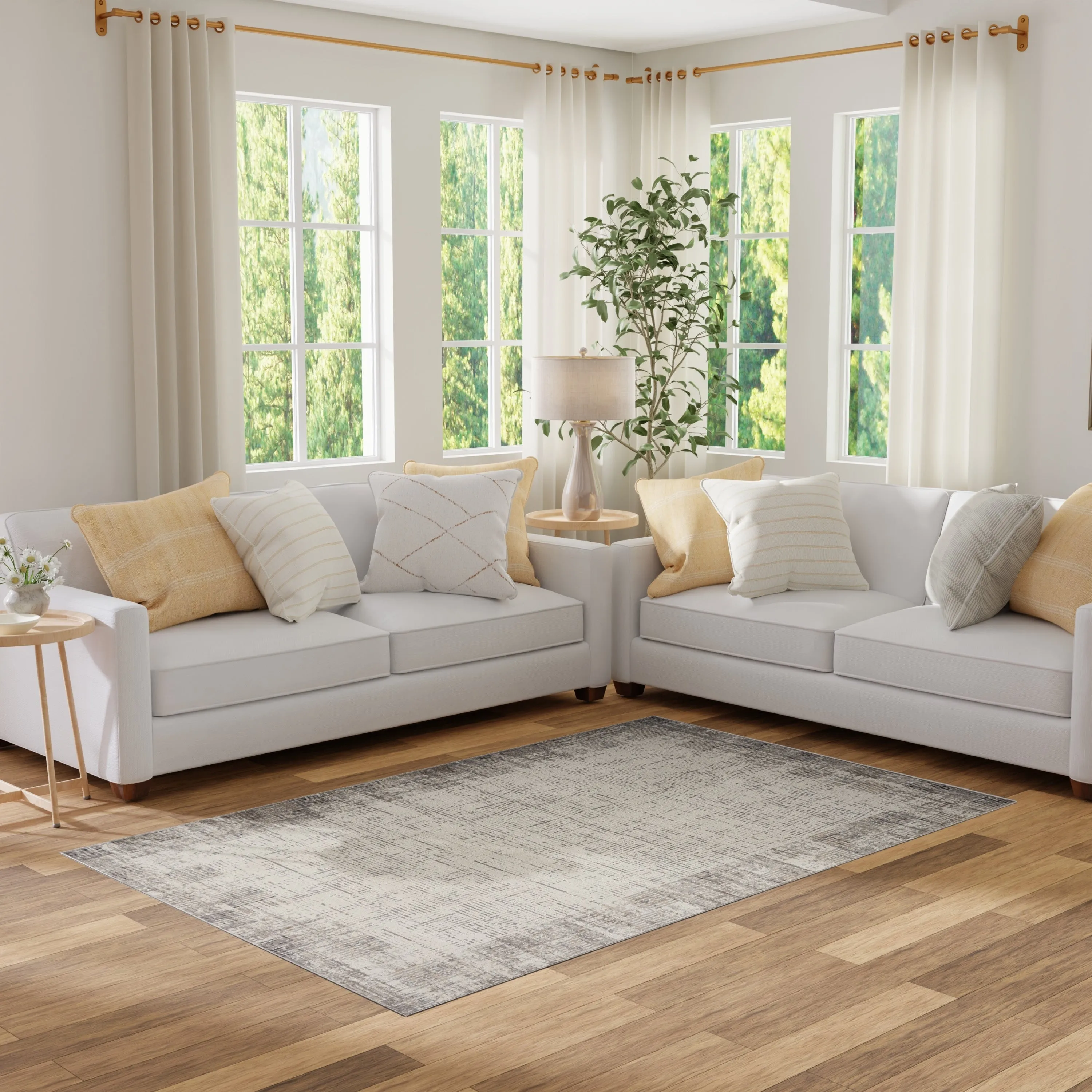 Nourison Emily Indoor only Ivory Grey Abstract Area Rug