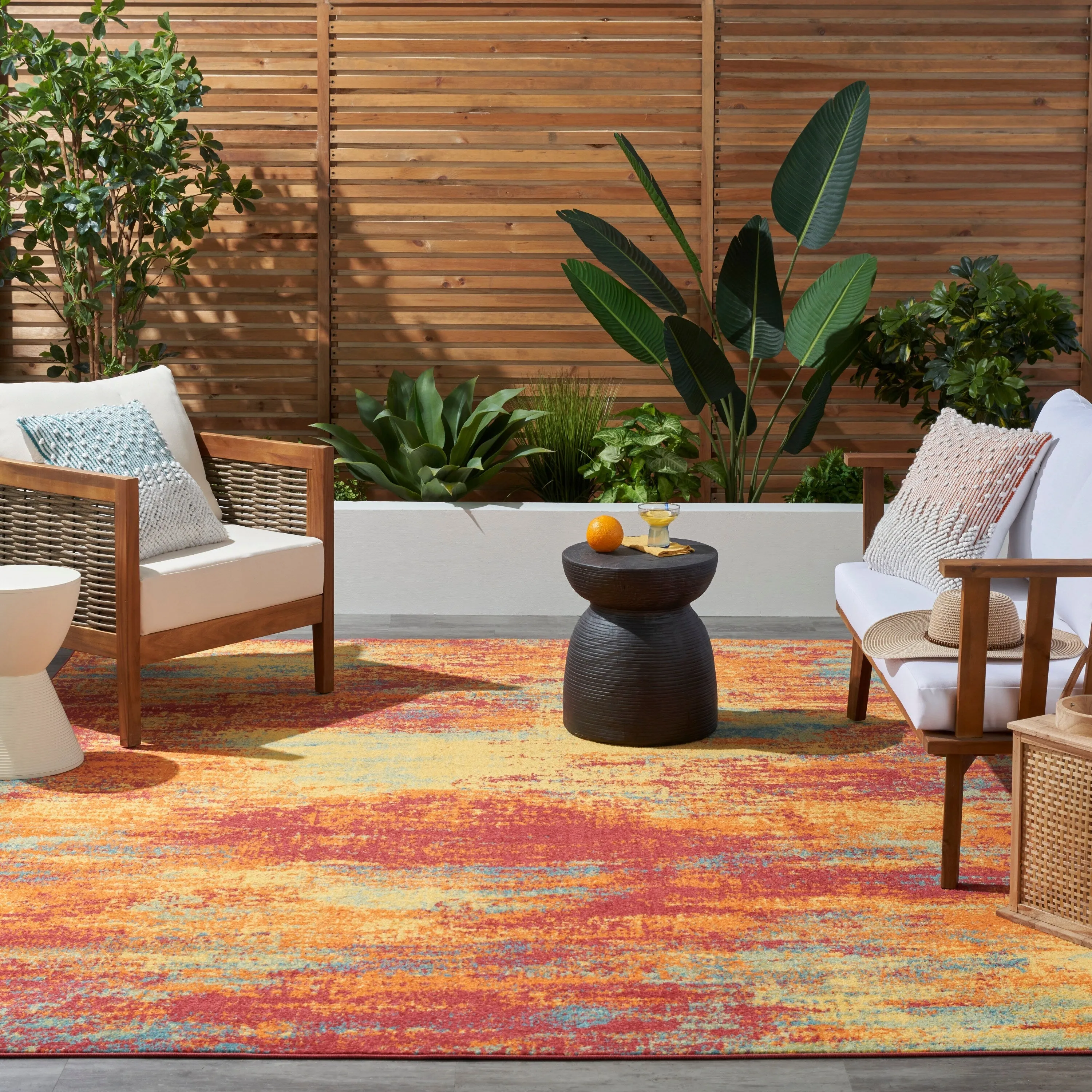 Nourison Essentials Indoor/Outdoor Red Abstract Area Rug
