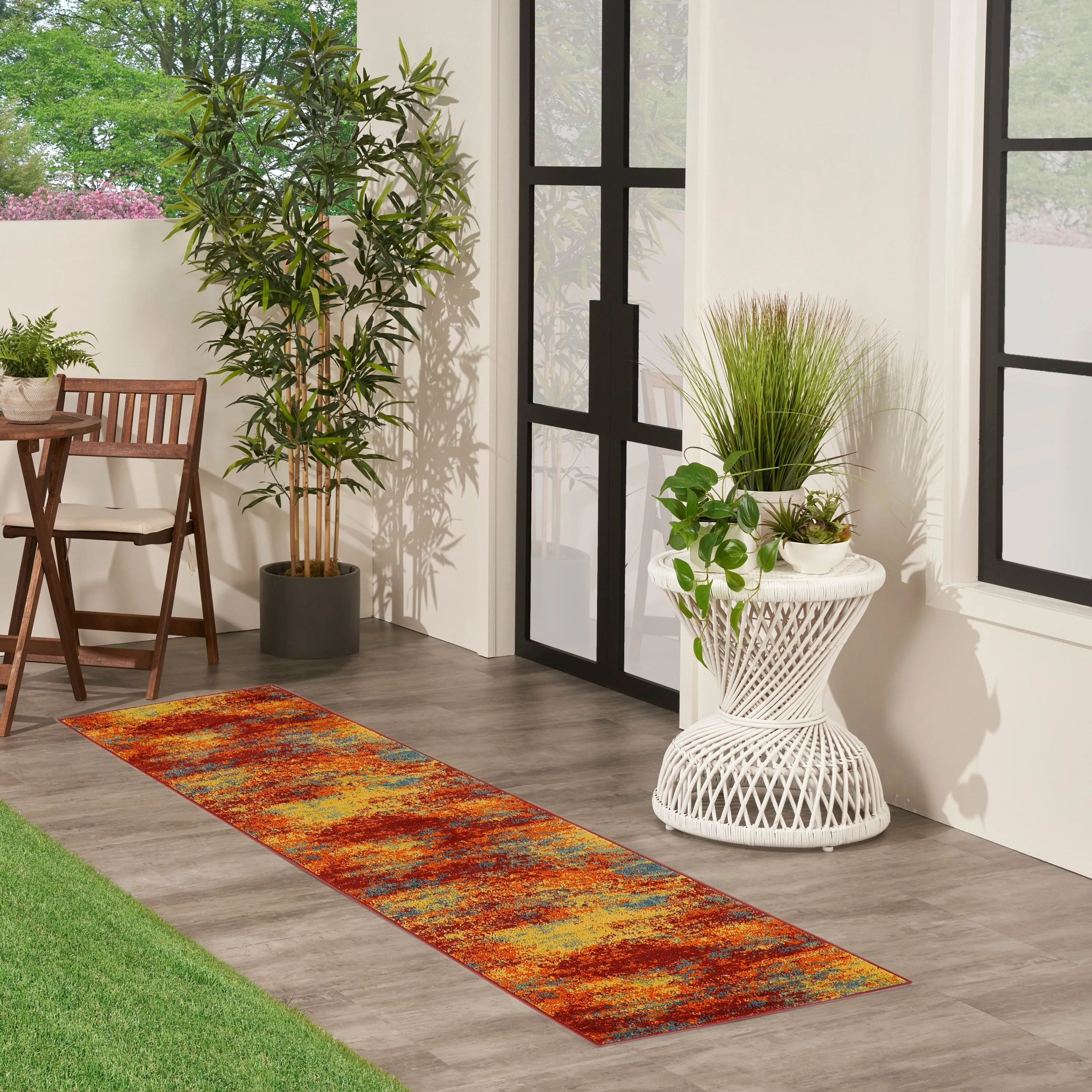 Nourison Essentials Indoor/Outdoor Red Abstract Area Rug