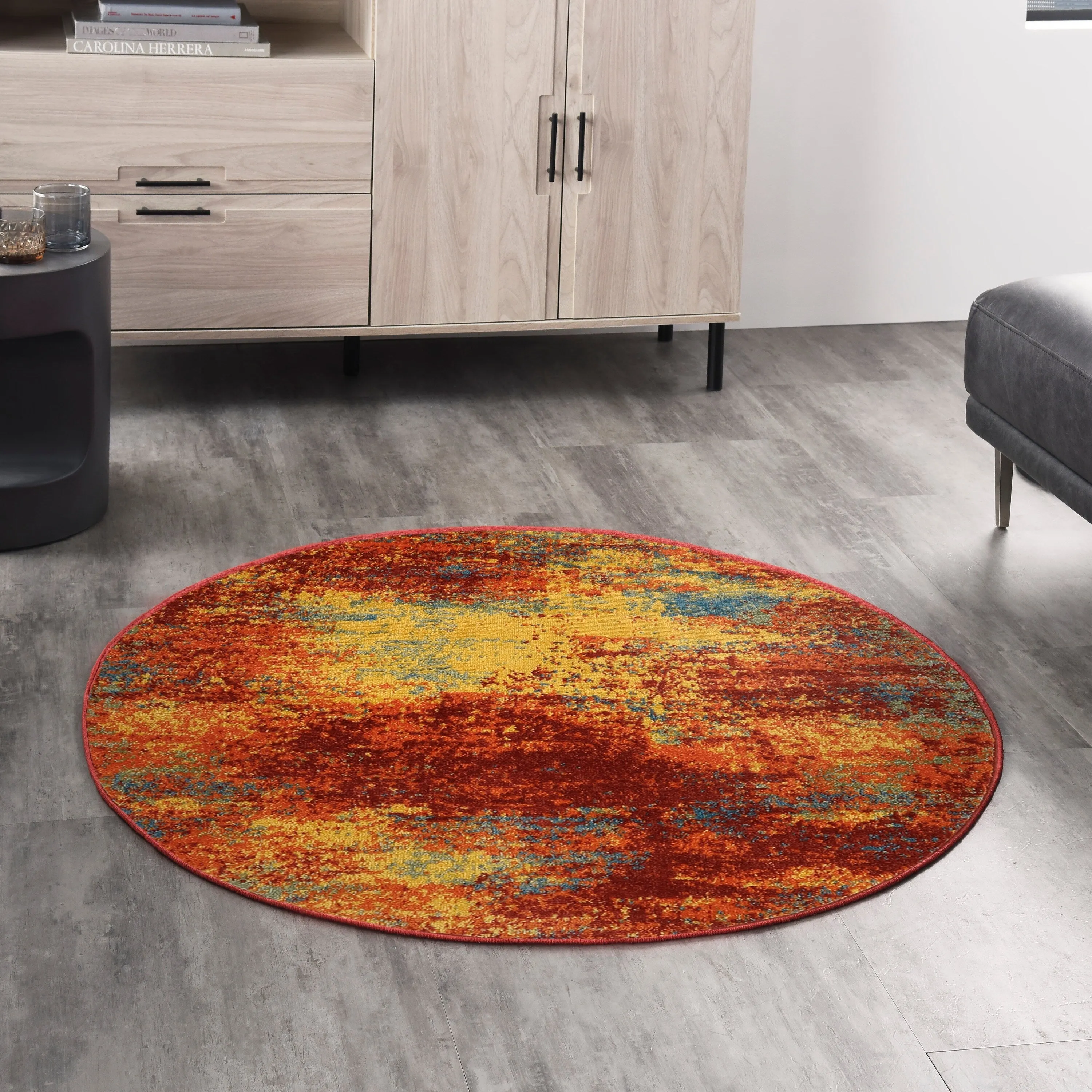 Nourison Essentials Indoor/Outdoor Red Abstract Area Rug