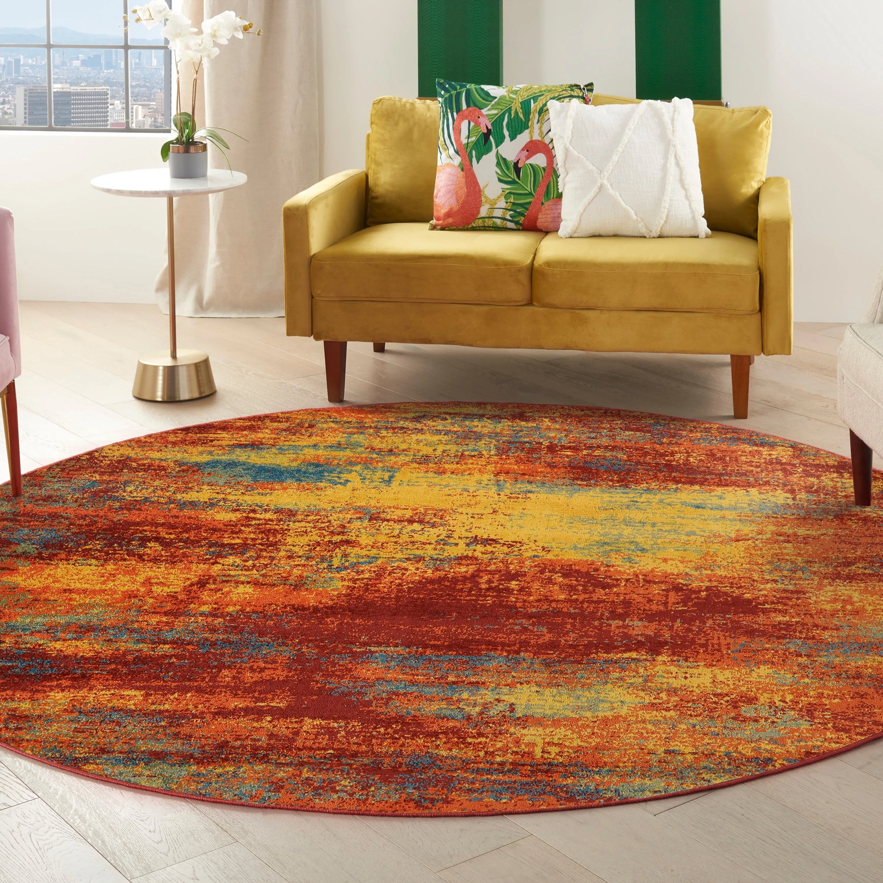 Nourison Essentials Indoor/Outdoor Red Abstract Area Rug