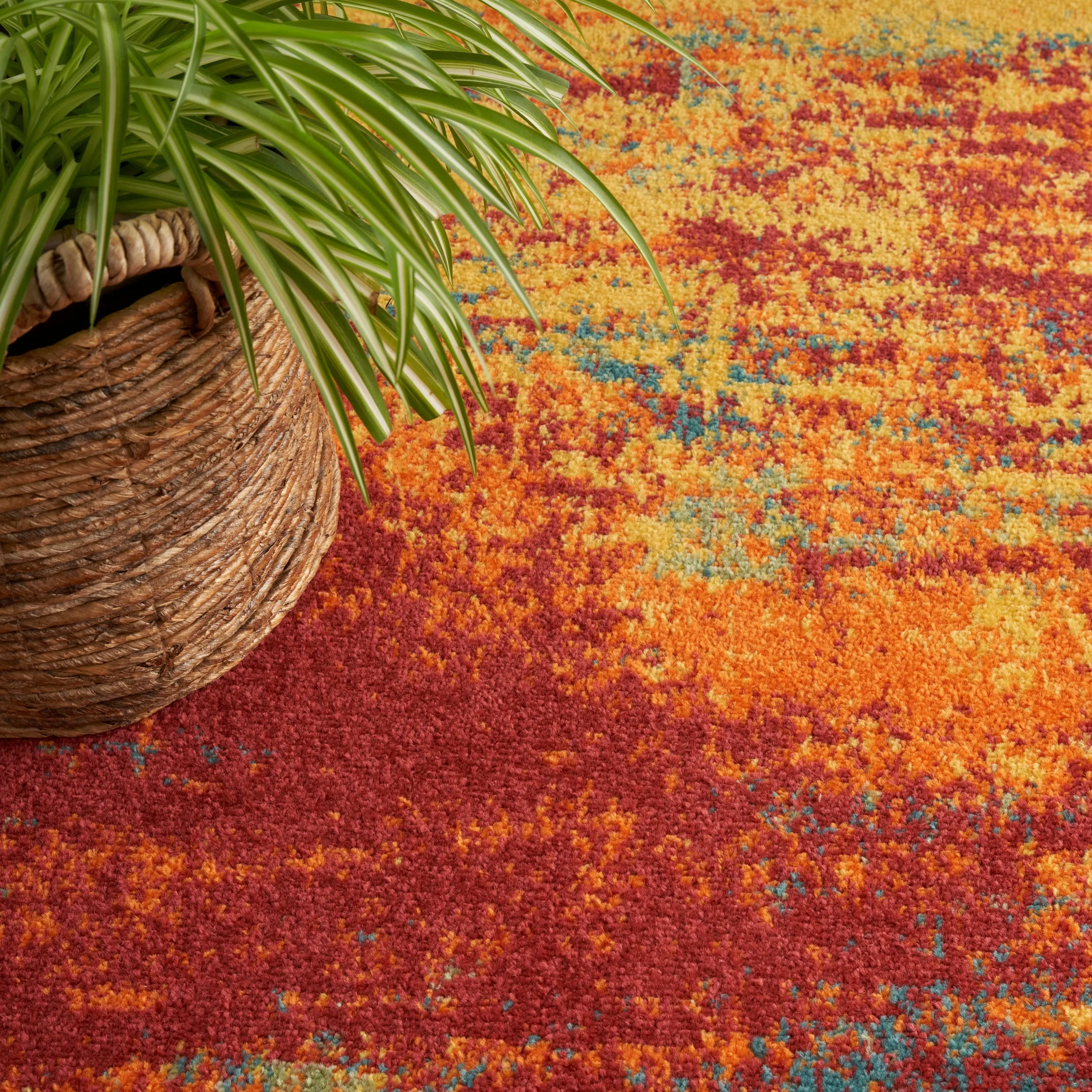 Nourison Essentials Indoor/Outdoor Red Abstract Area Rug