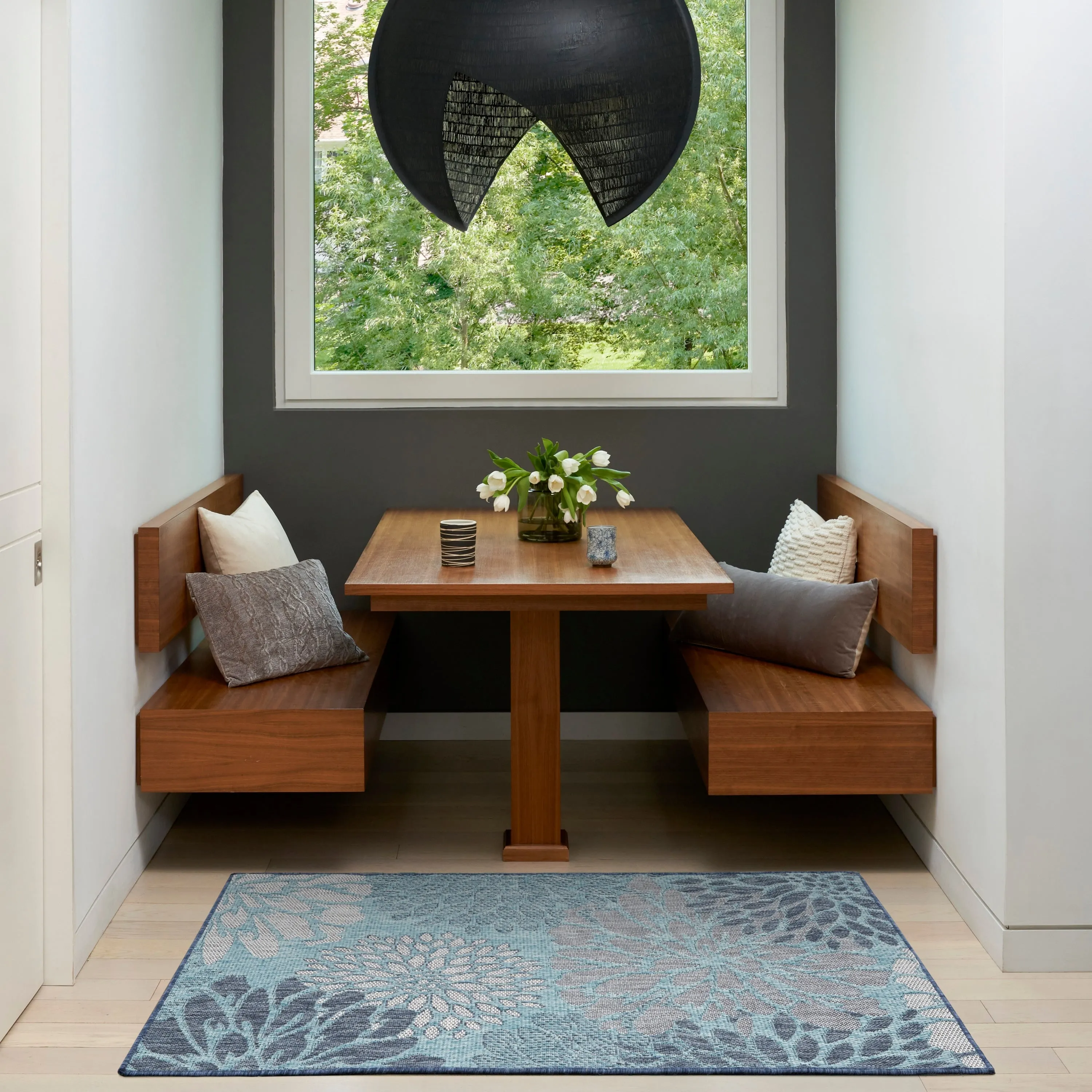 Nourison Garden Oasis Indoor/Outdoor Blue Floral Tropical Area Rug
