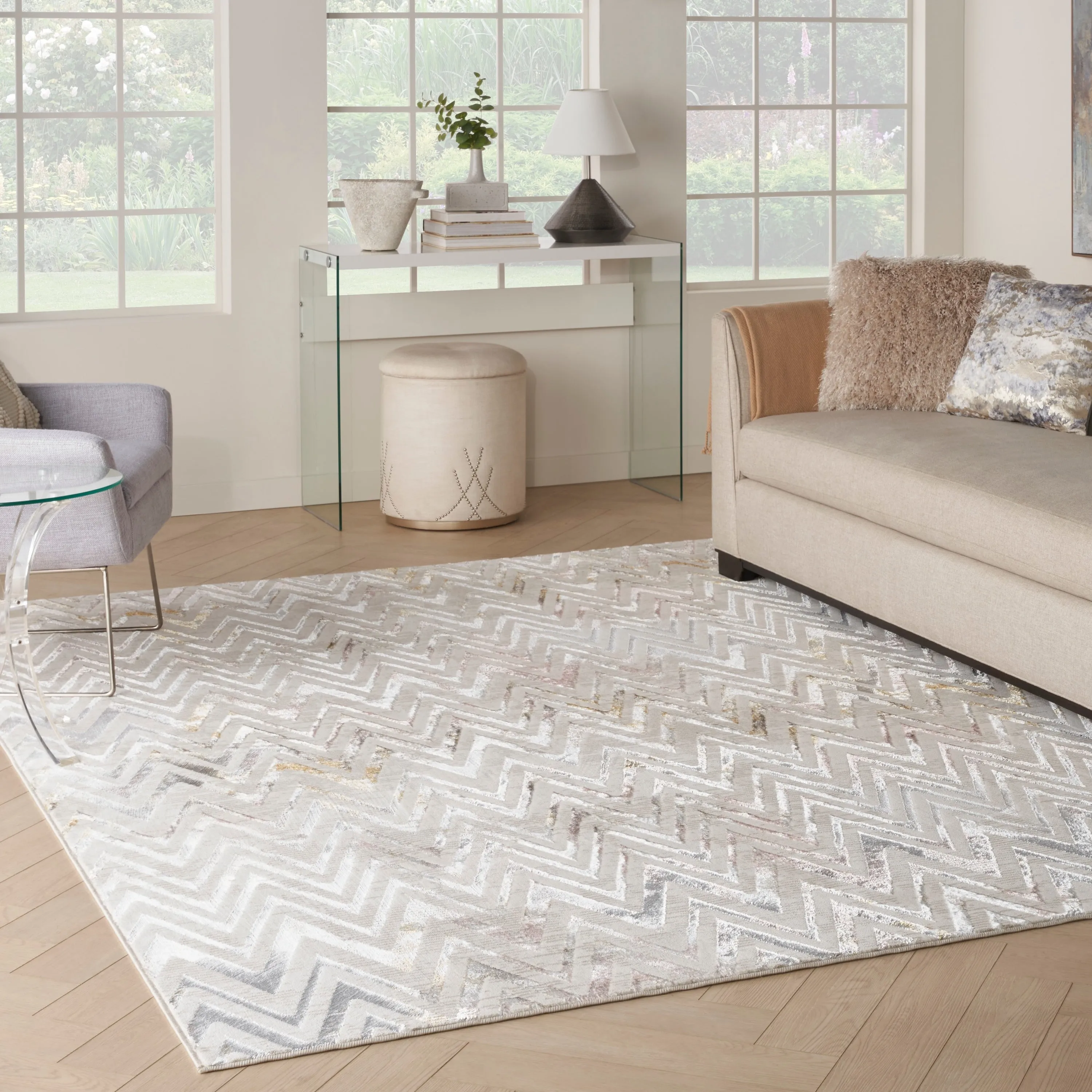 Nourison Glam Indoor Multicolored Chevron Area Rug