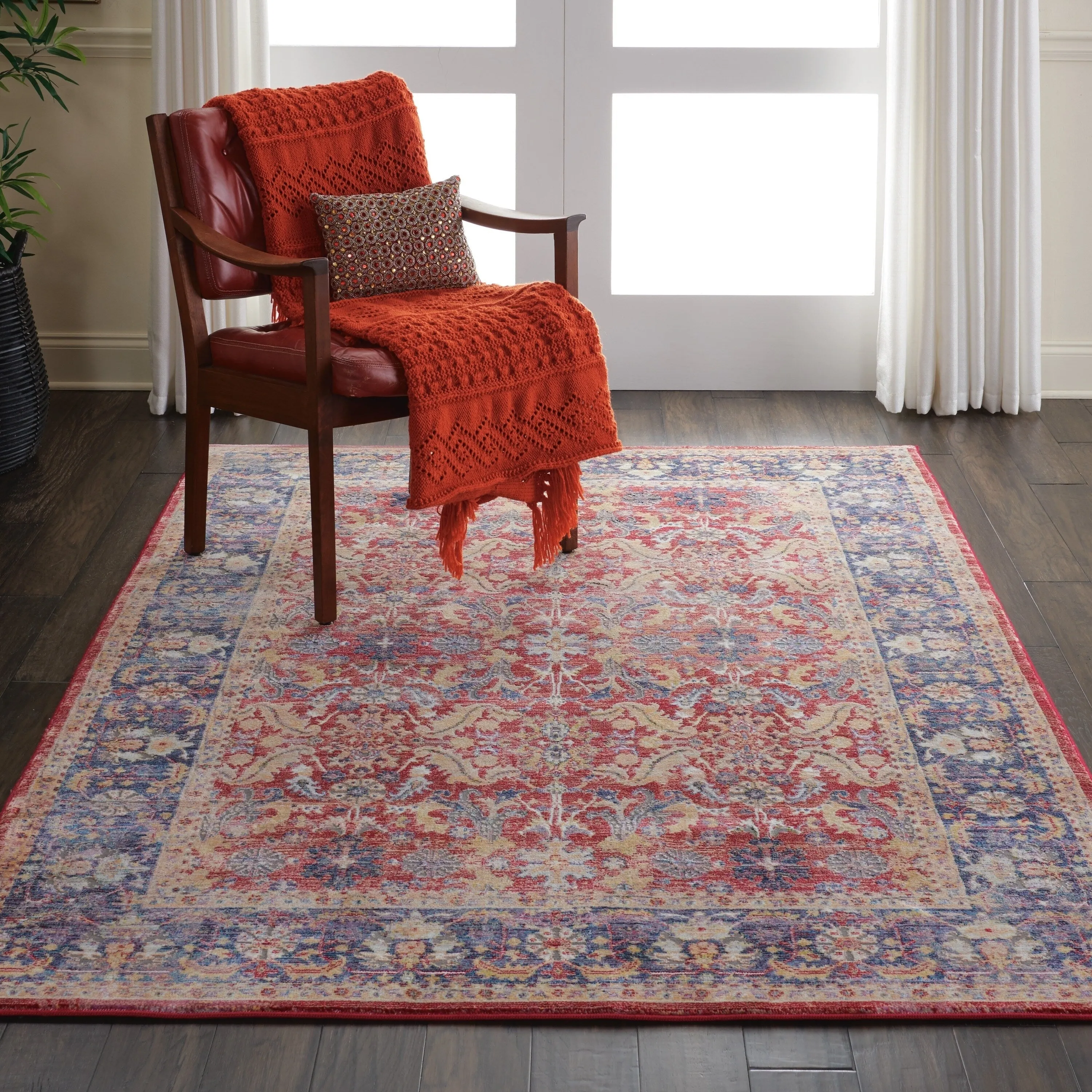 Nourison Global Vintage Red Floral Area Rug