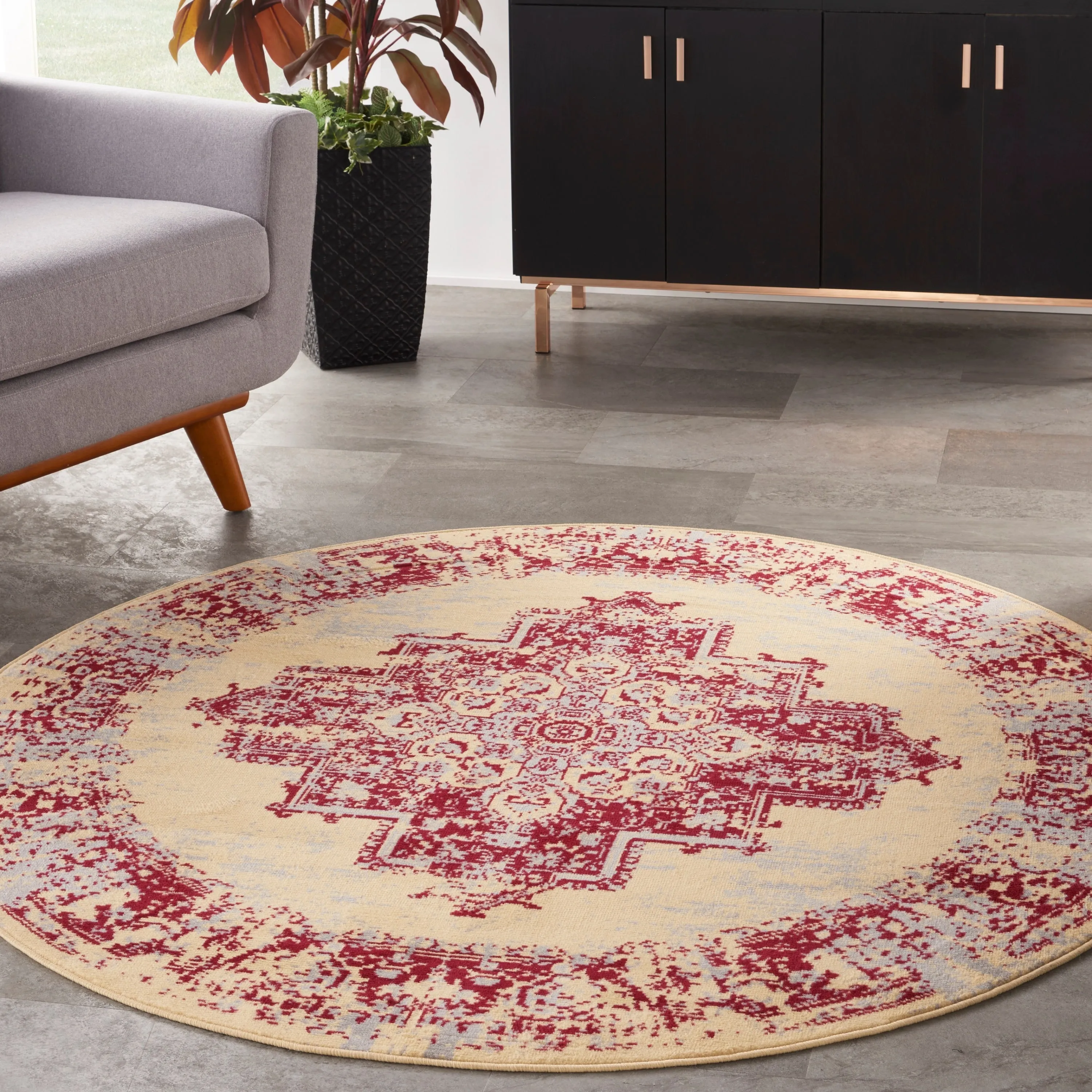 Nourison Grafix Distressed Vintage Medallion Area Rug