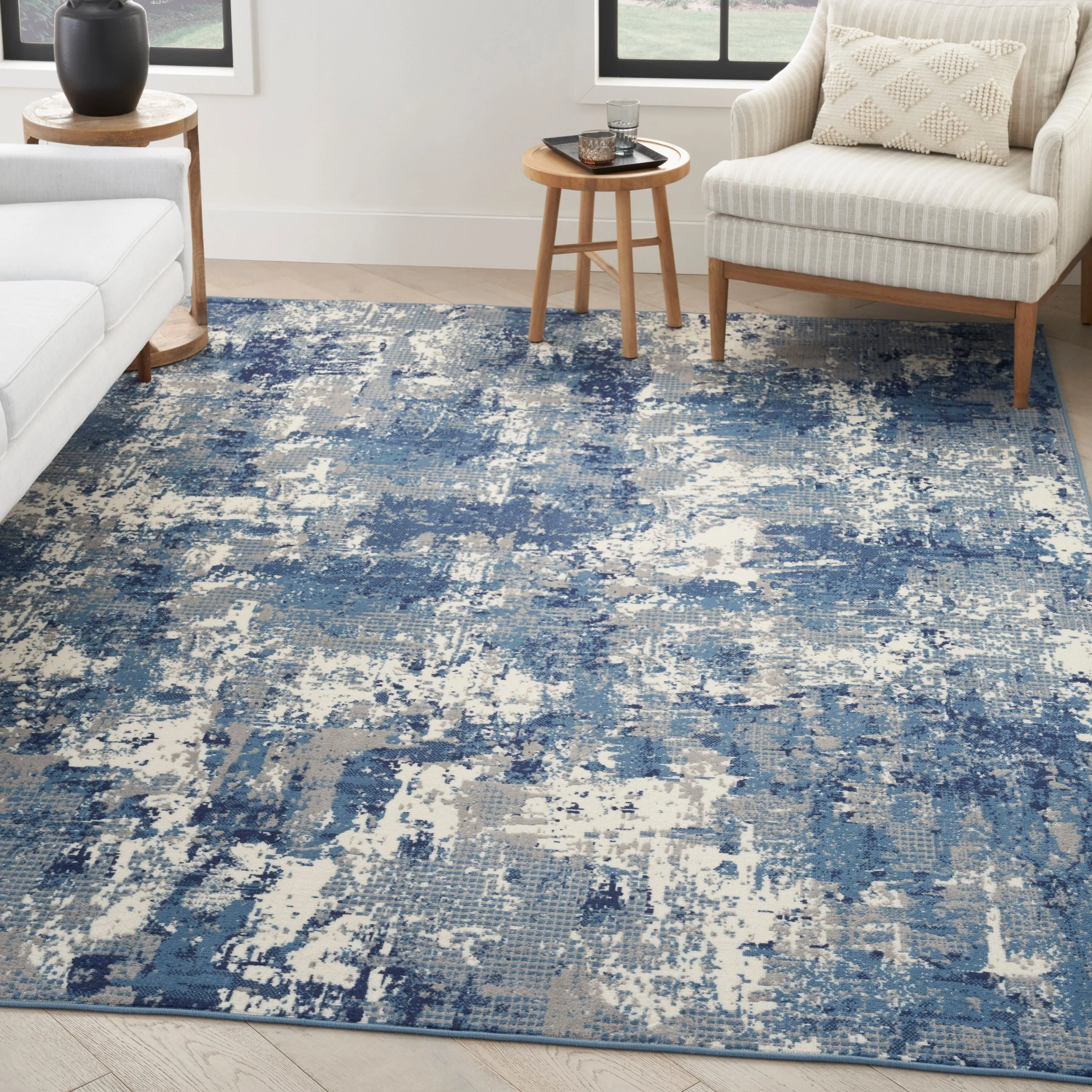Nourison Grafix Indoor Blue Abstract Area Rug