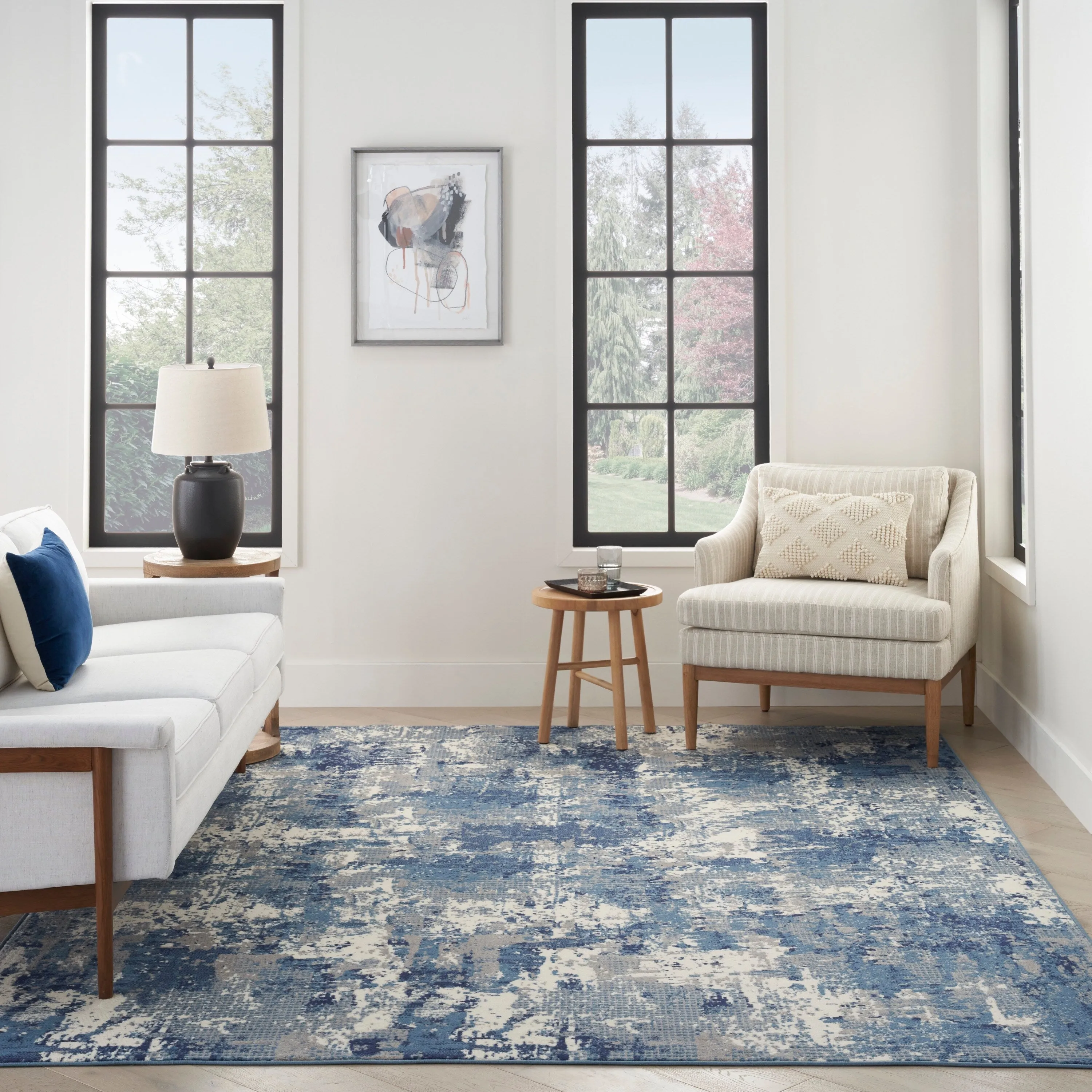 Nourison Grafix Indoor Blue Abstract Area Rug