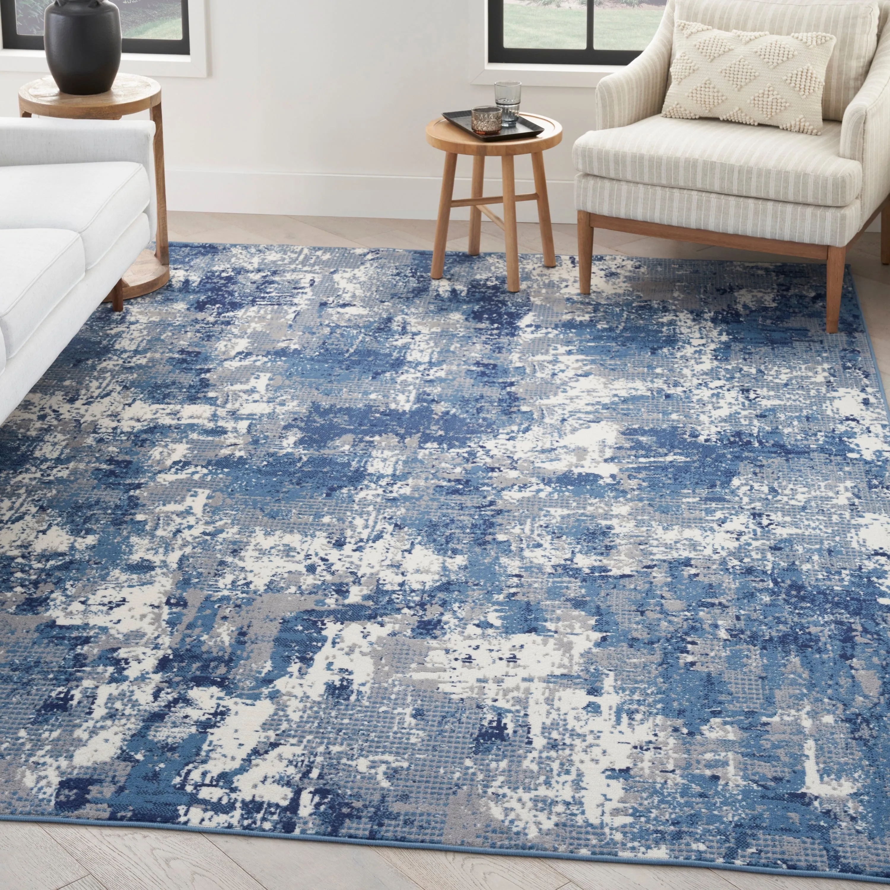Nourison Grafix Indoor Blue Abstract Area Rug