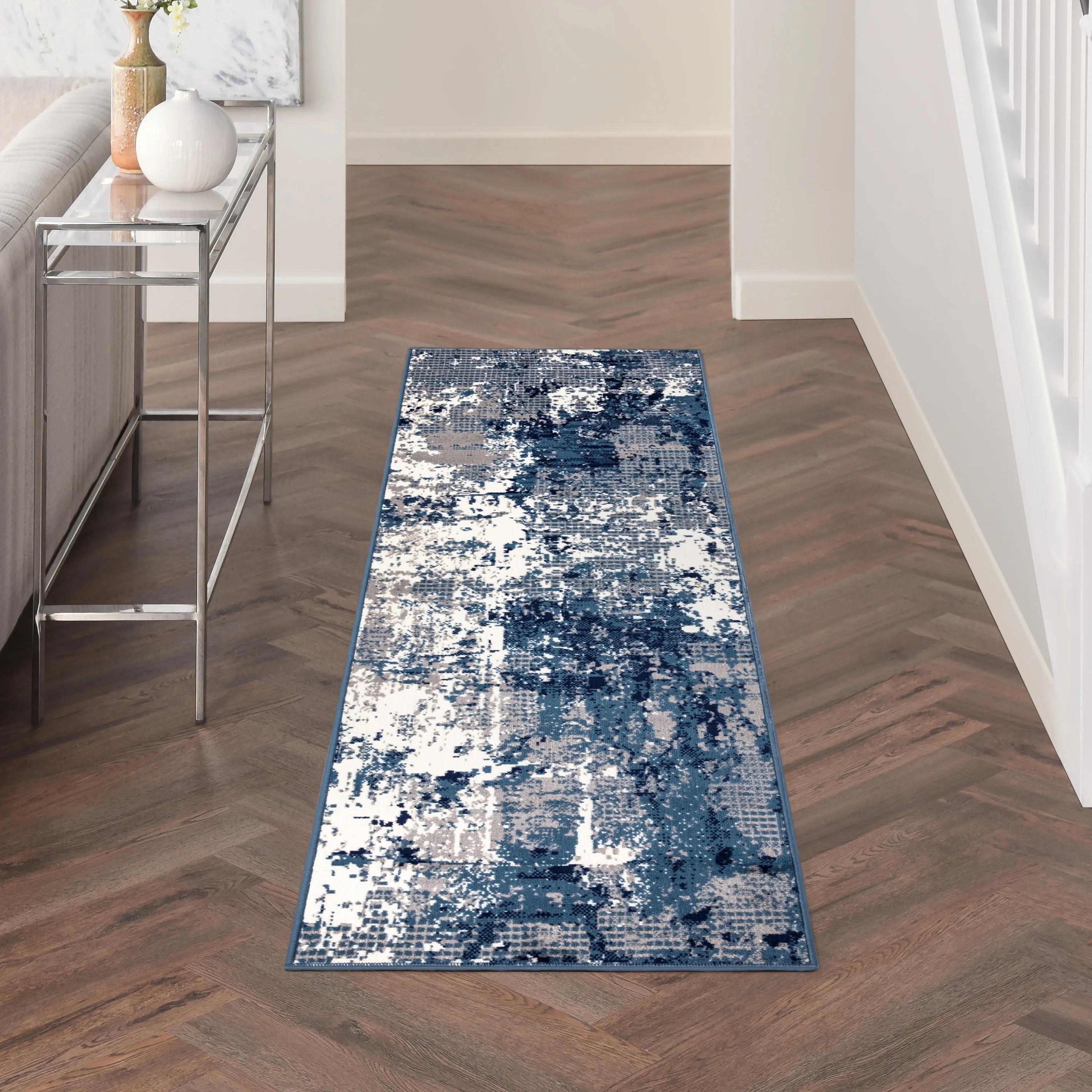 Nourison Grafix Indoor Blue Abstract Area Rug