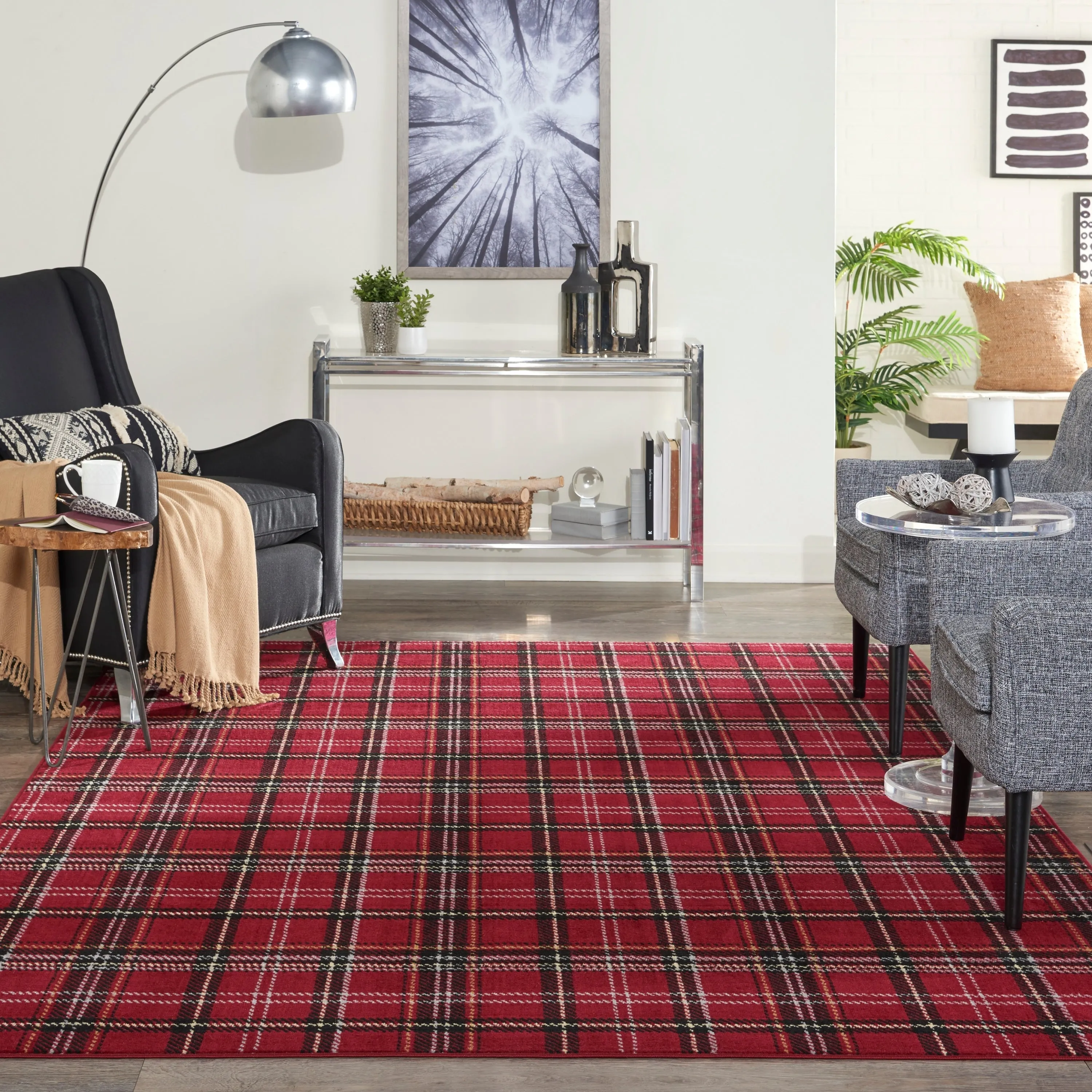 Nourison Grafix Plaid Farmhouse Area Rug