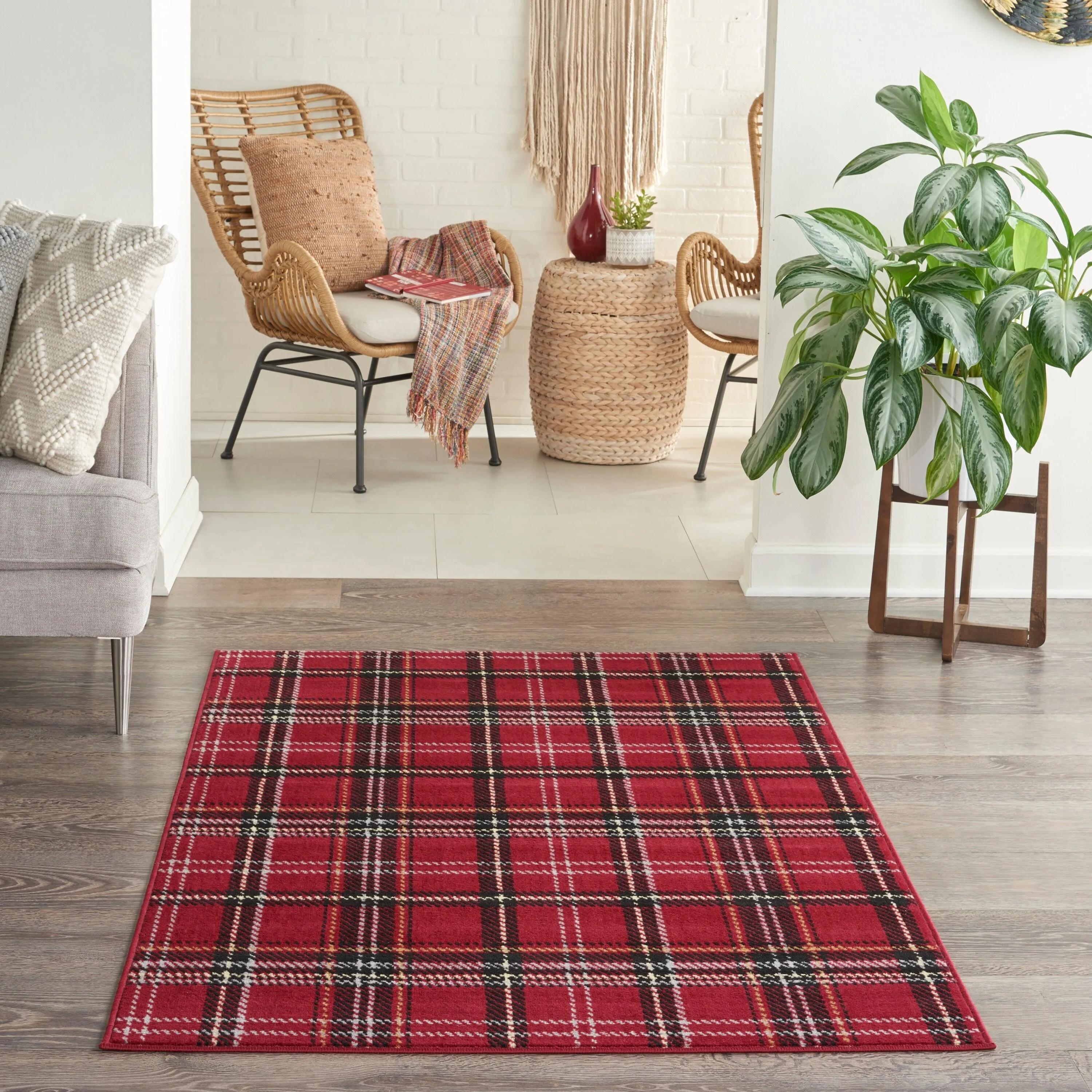 Nourison Grafix Plaid Farmhouse Area Rug