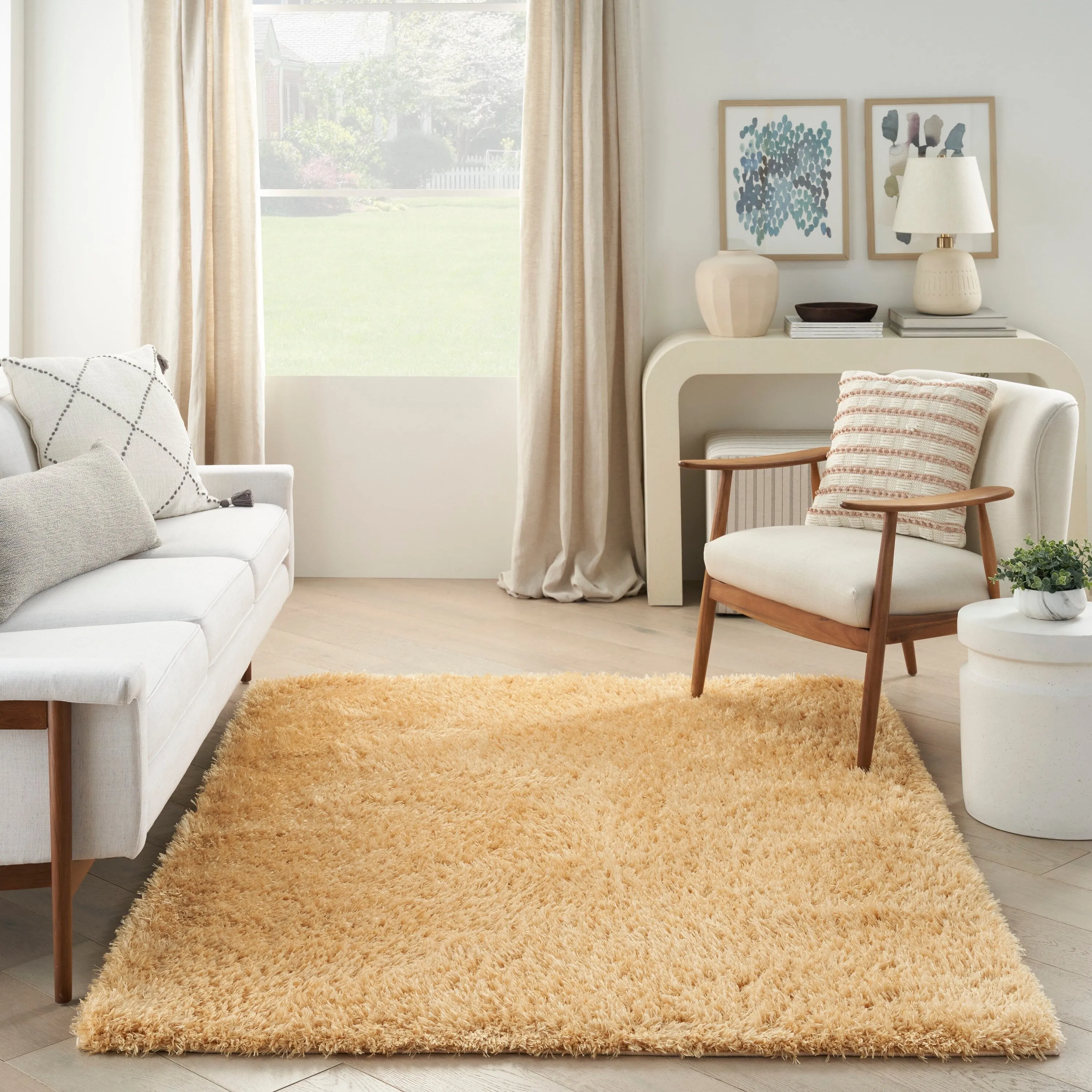 Nourison Lush Shag Contemporary Solid Shag Area Rug