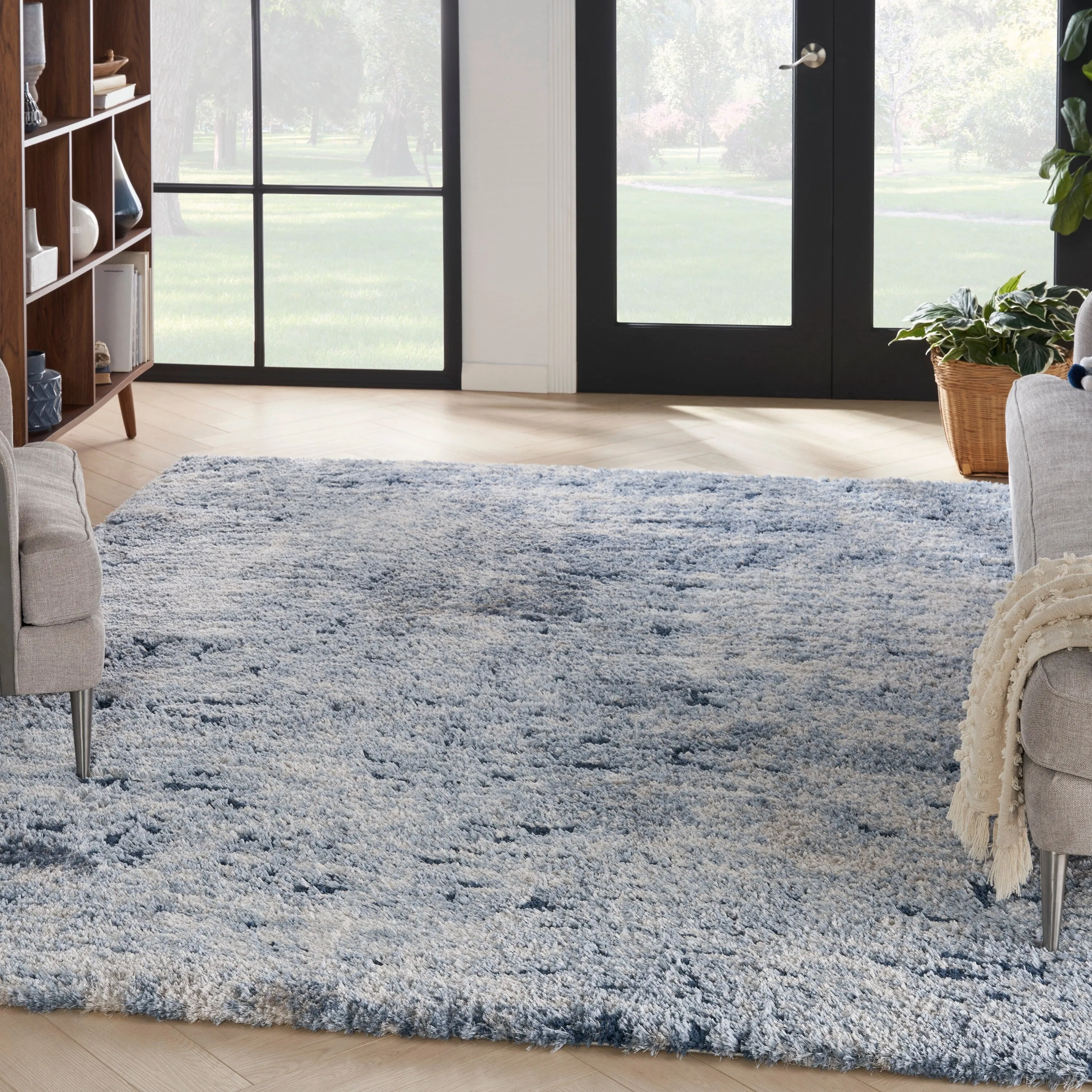Nourison Luxurious Shag Abstract Wave Plush Shag Area Rug