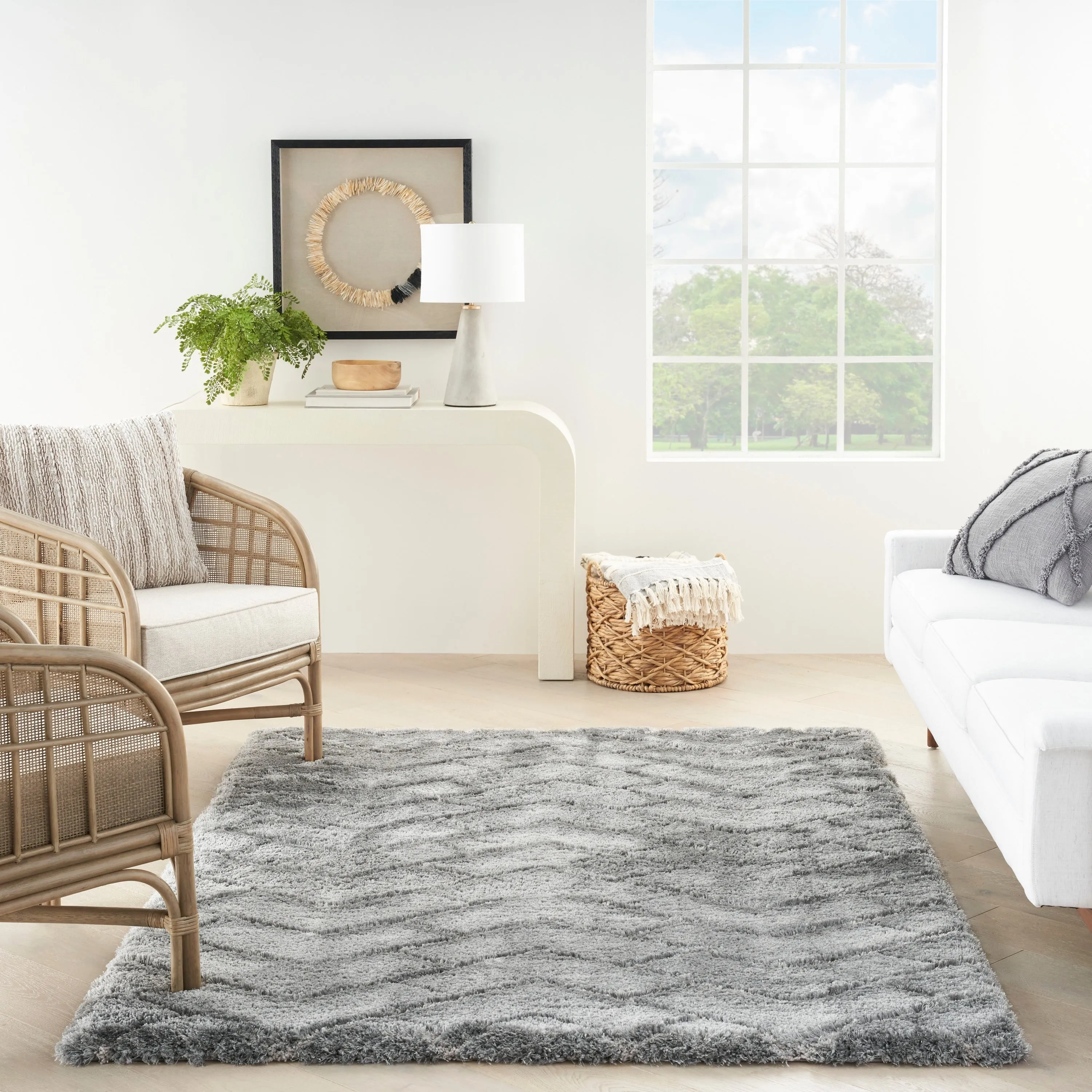 Nourison Luxurious Shag Ultra Plush Modern Chevron Area Rug
