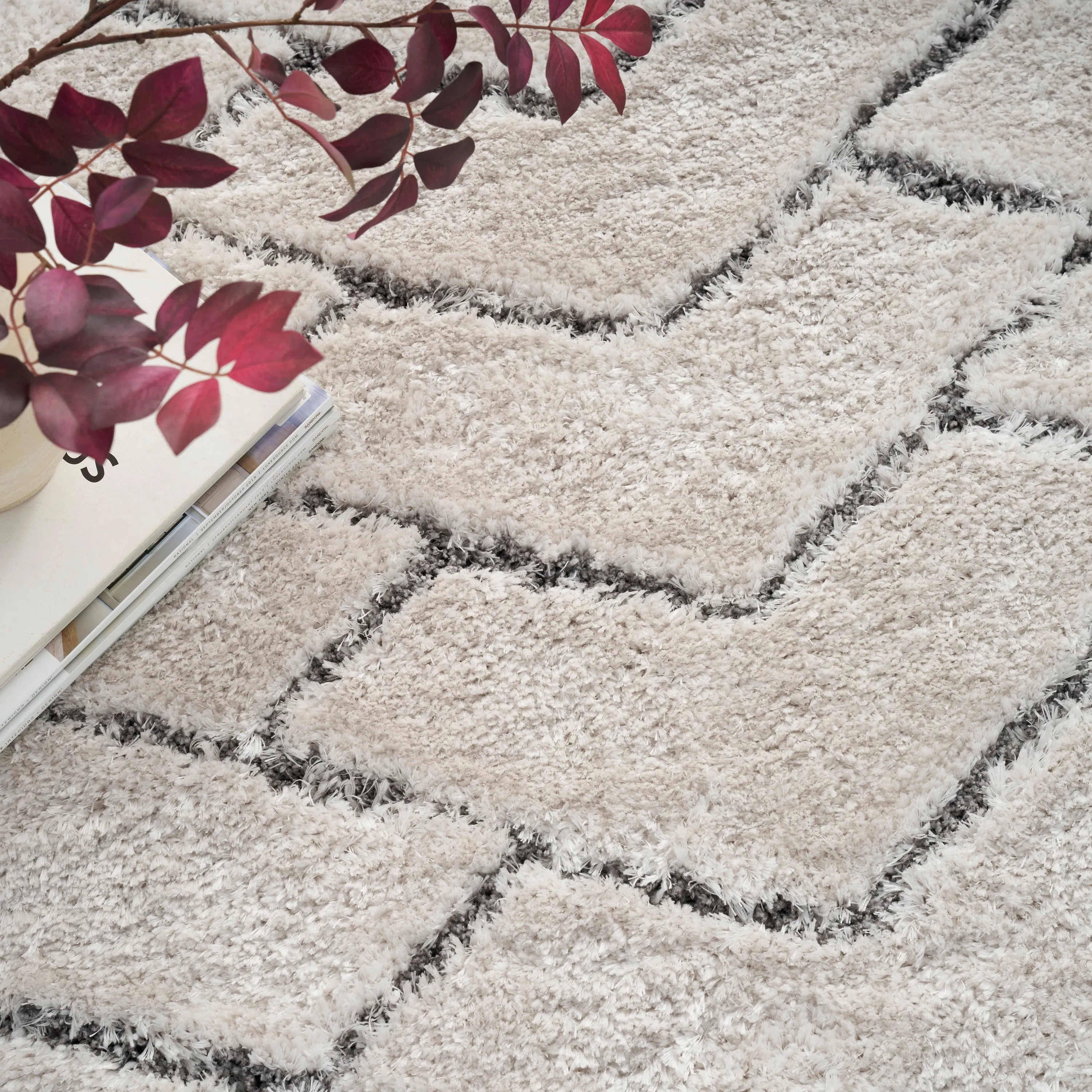 Nourison Luxurious Shag Ultra Plush Modern Chevron Area Rug