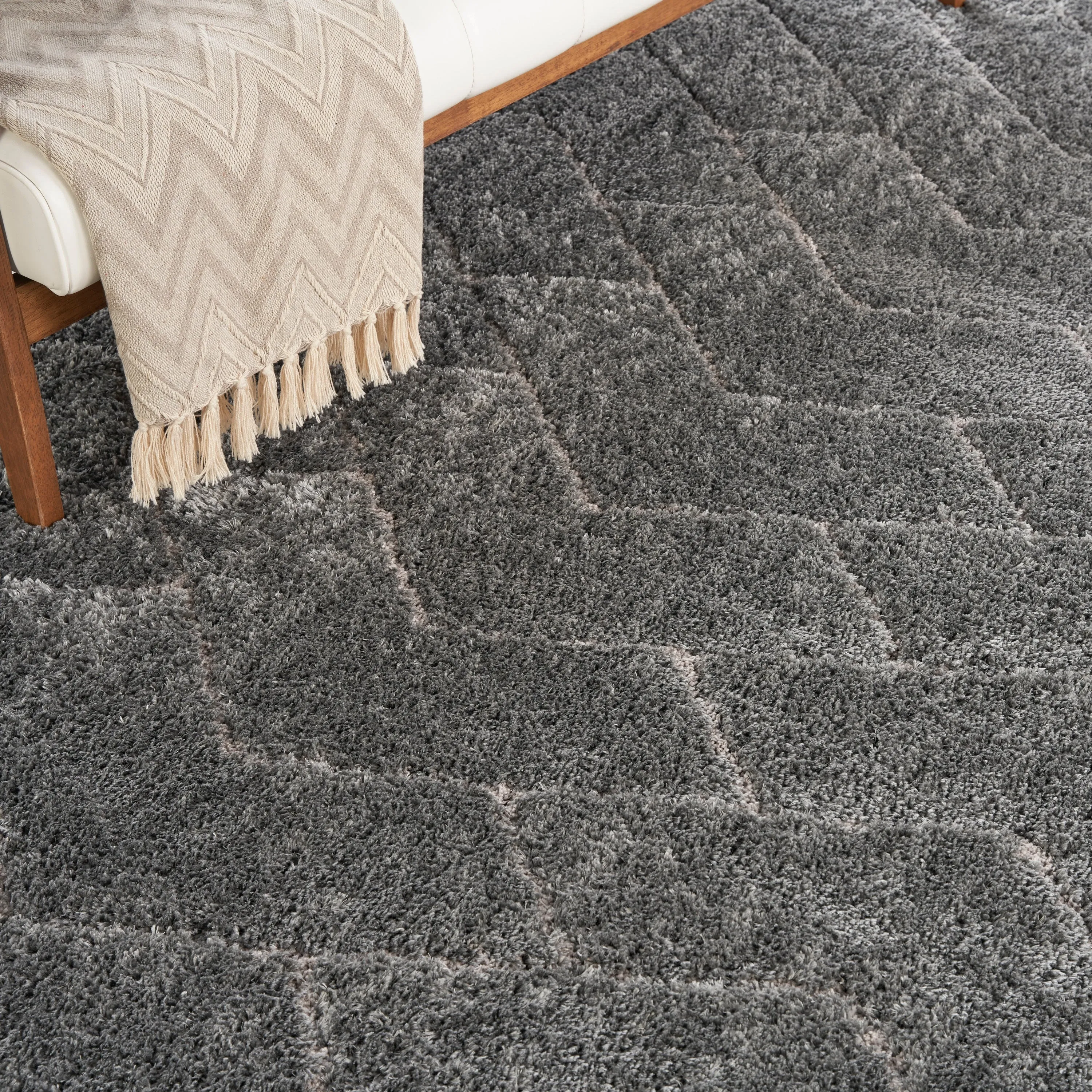 Nourison Luxurious Shag Ultra Plush Modern Chevron Area Rug