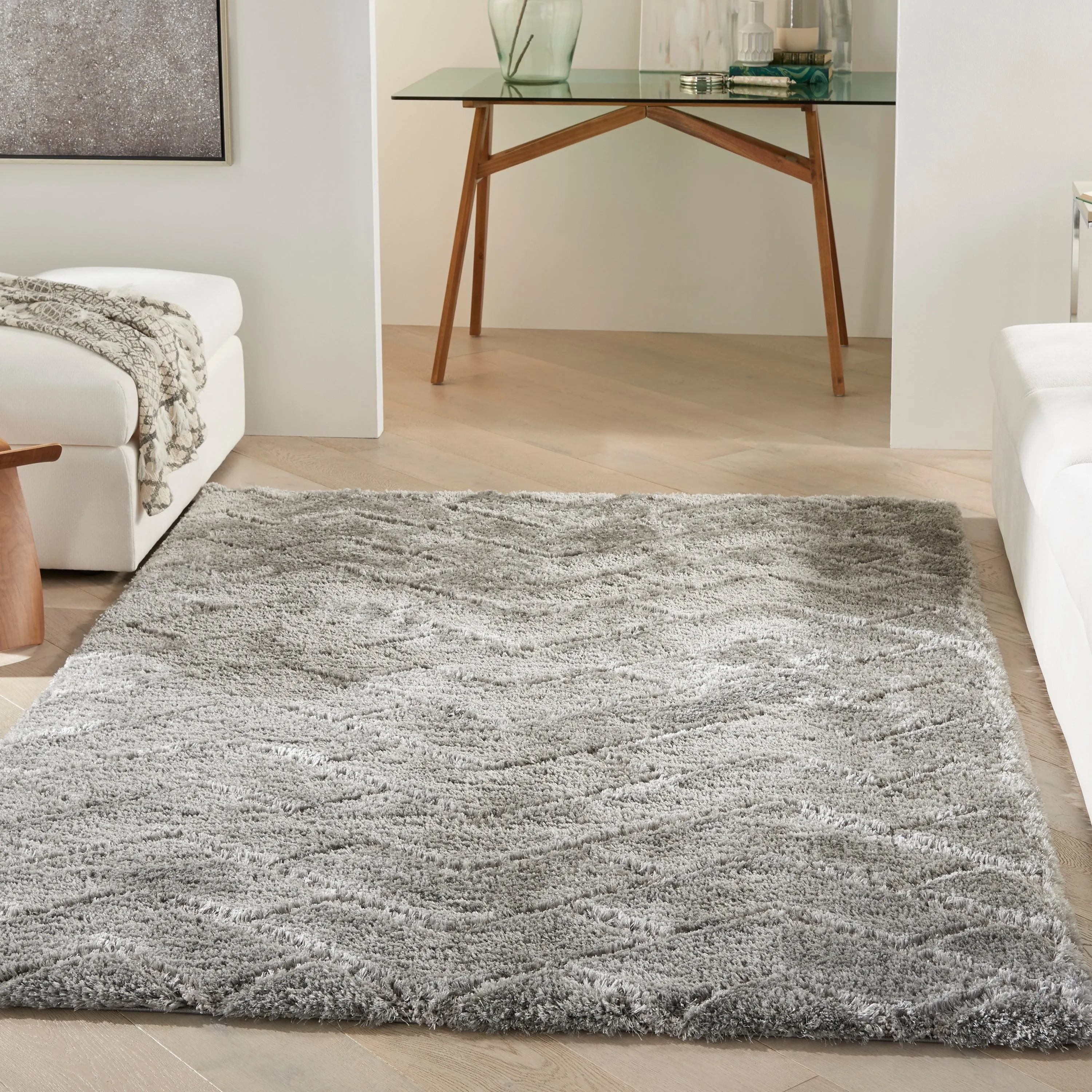 Nourison Luxurious Shag Ultra Plush Modern Chevron Area Rug