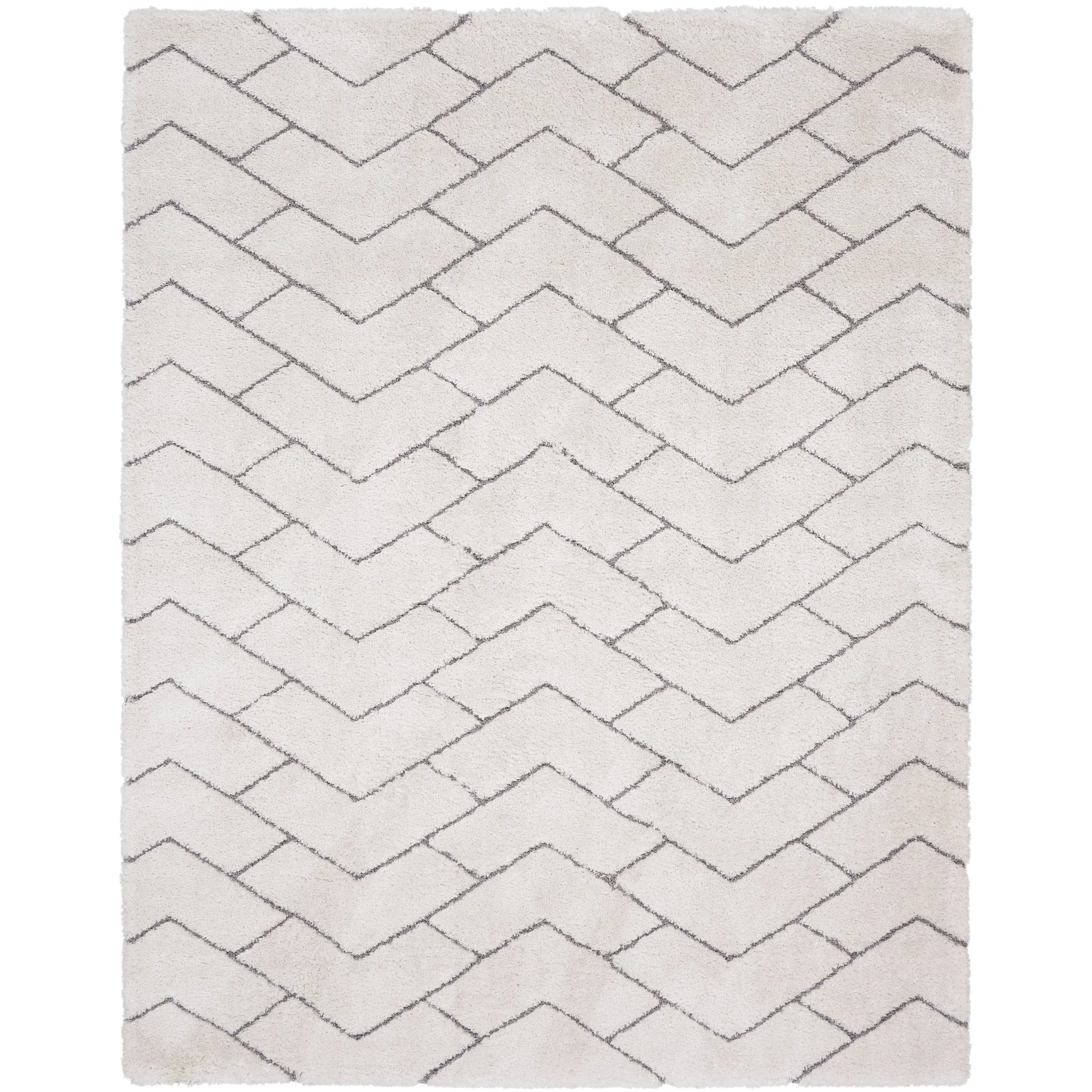 Nourison Luxurious Shag Ultra Plush Modern Chevron Area Rug