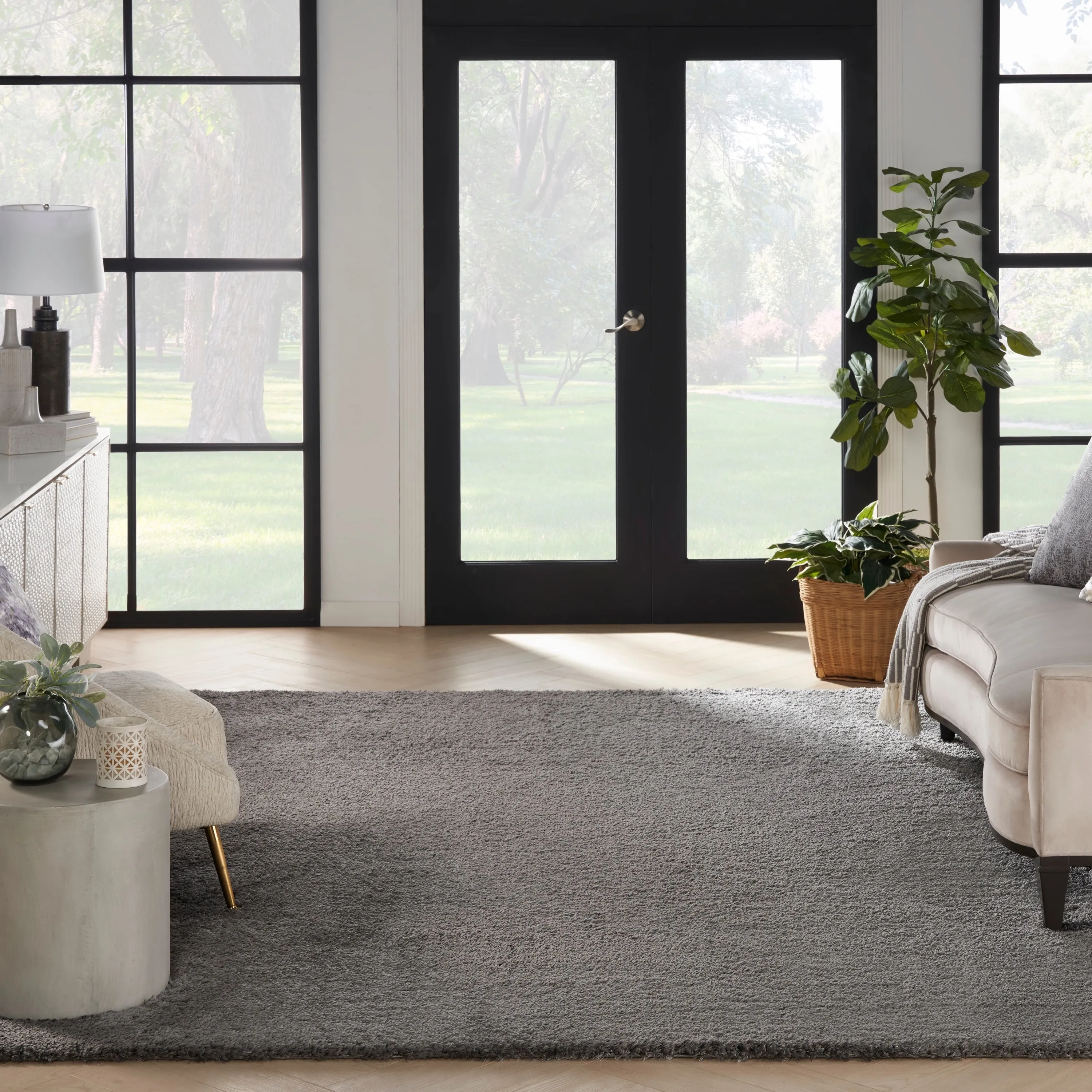 Nourison Luxurious Shag Ultra-plush Pile Glam Solid Area Rug