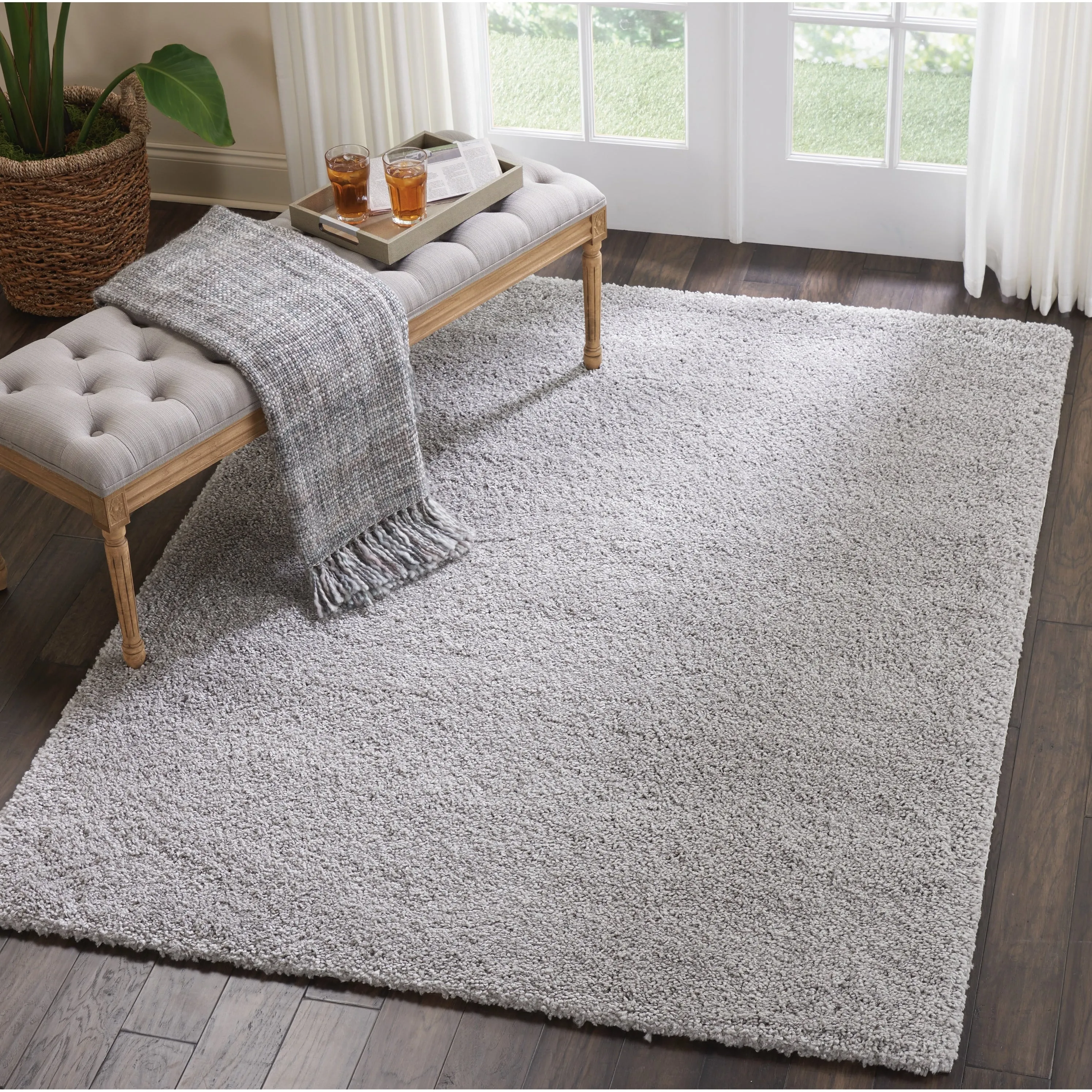 Nourison Malibu Shag Modern Plush Solid Area Rug