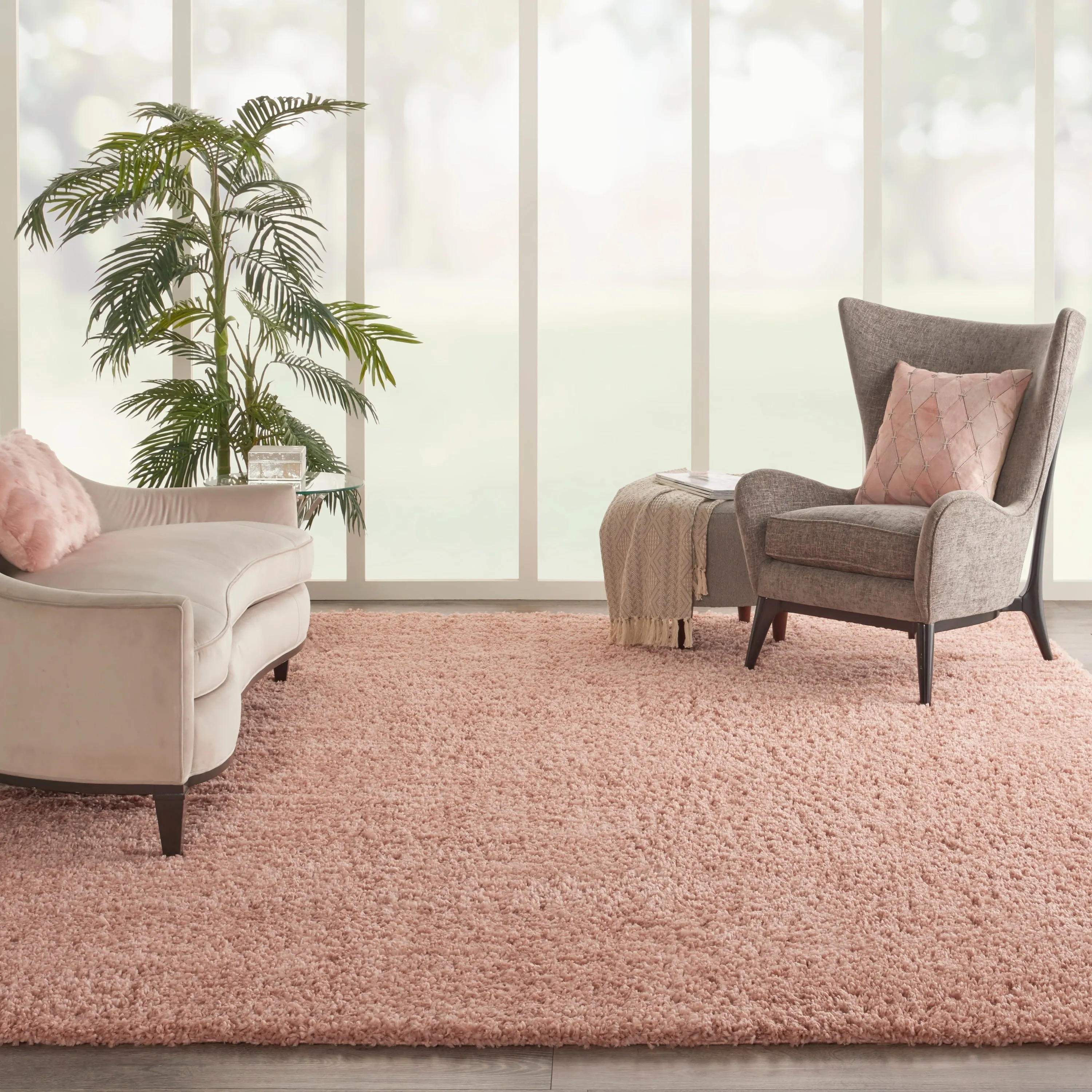Nourison Malibu Shag Modern Plush Solid Area Rug
