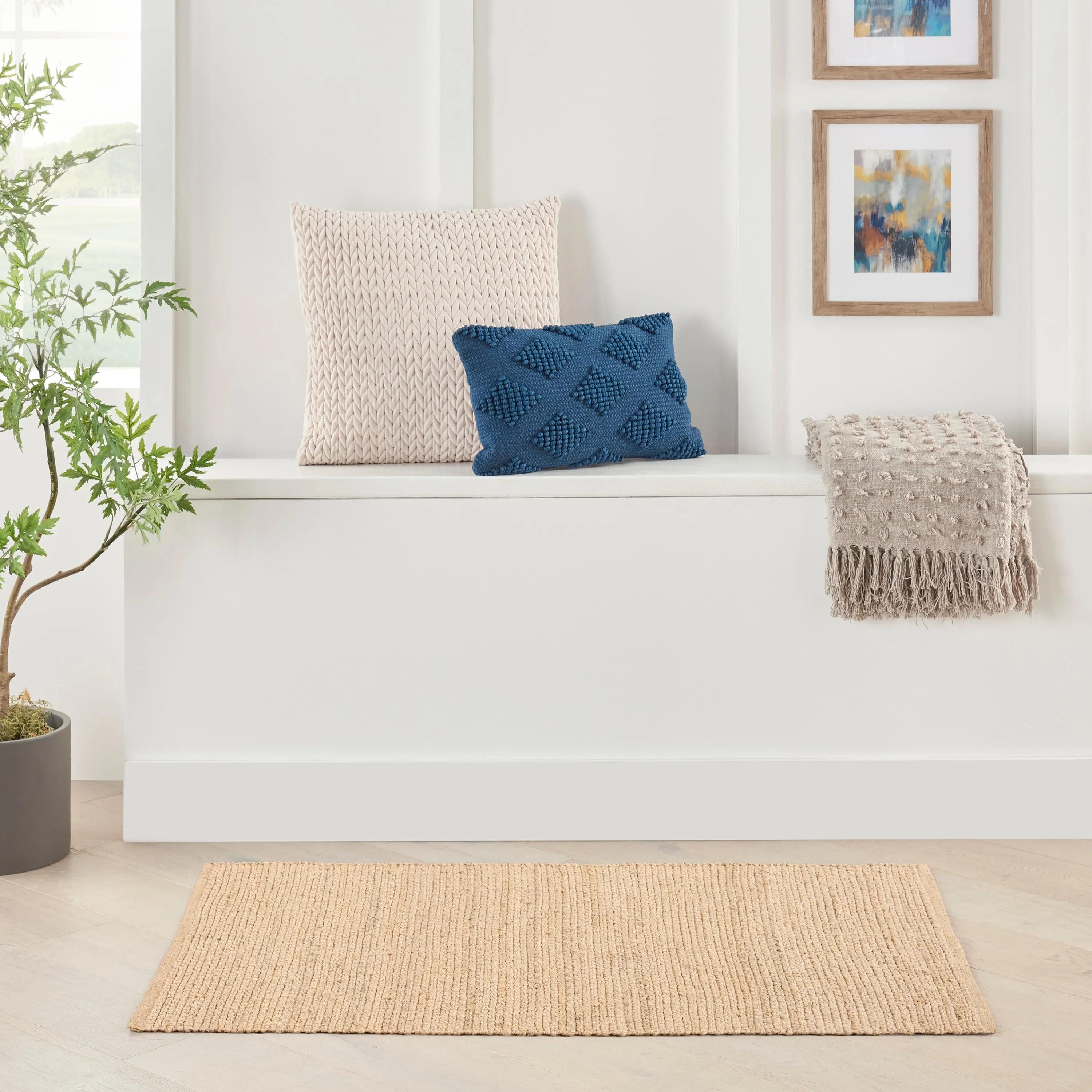 Nourison Natural Jute Indoor only Solid Area Rug