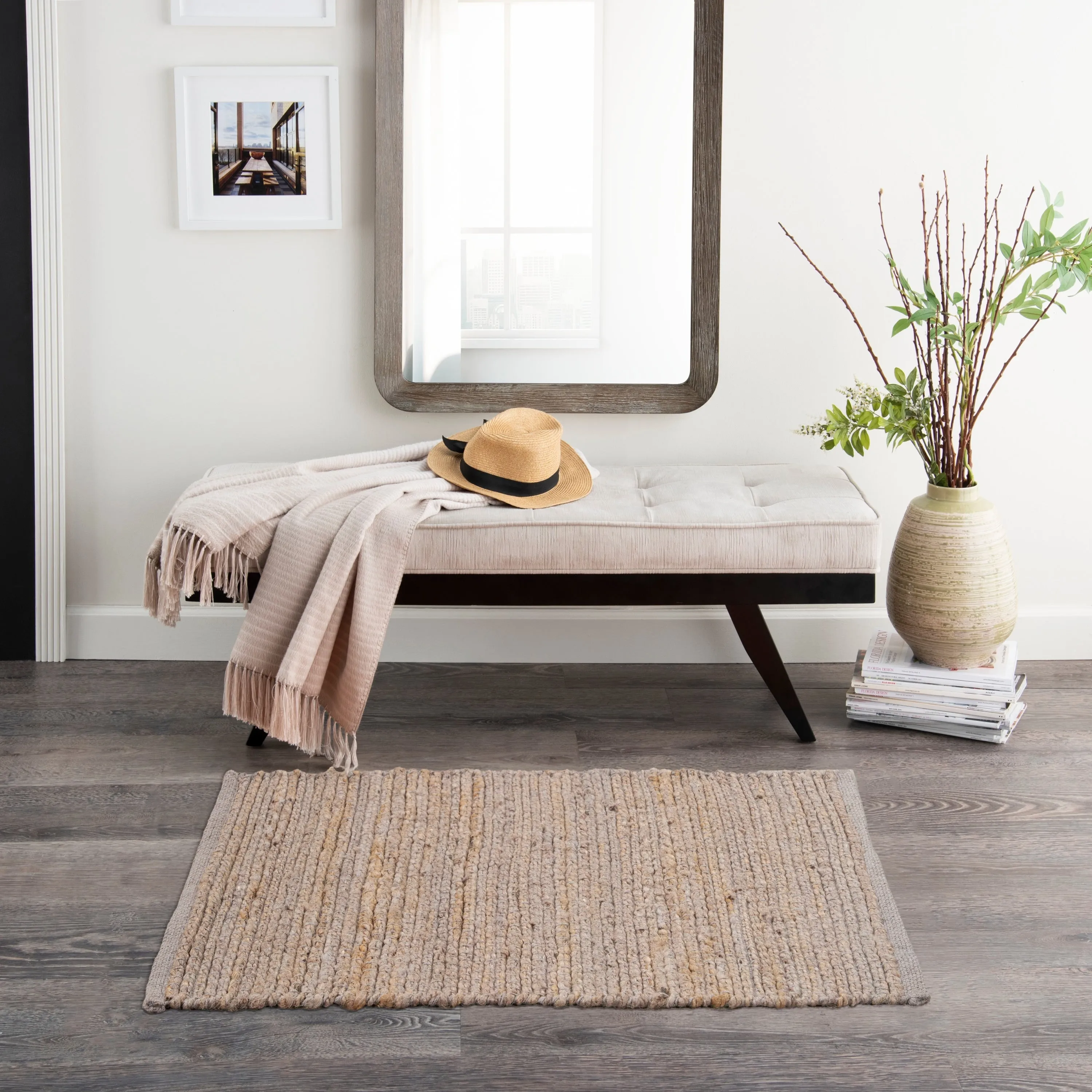 Nourison Natural Jute Indoor only Solid Area Rug