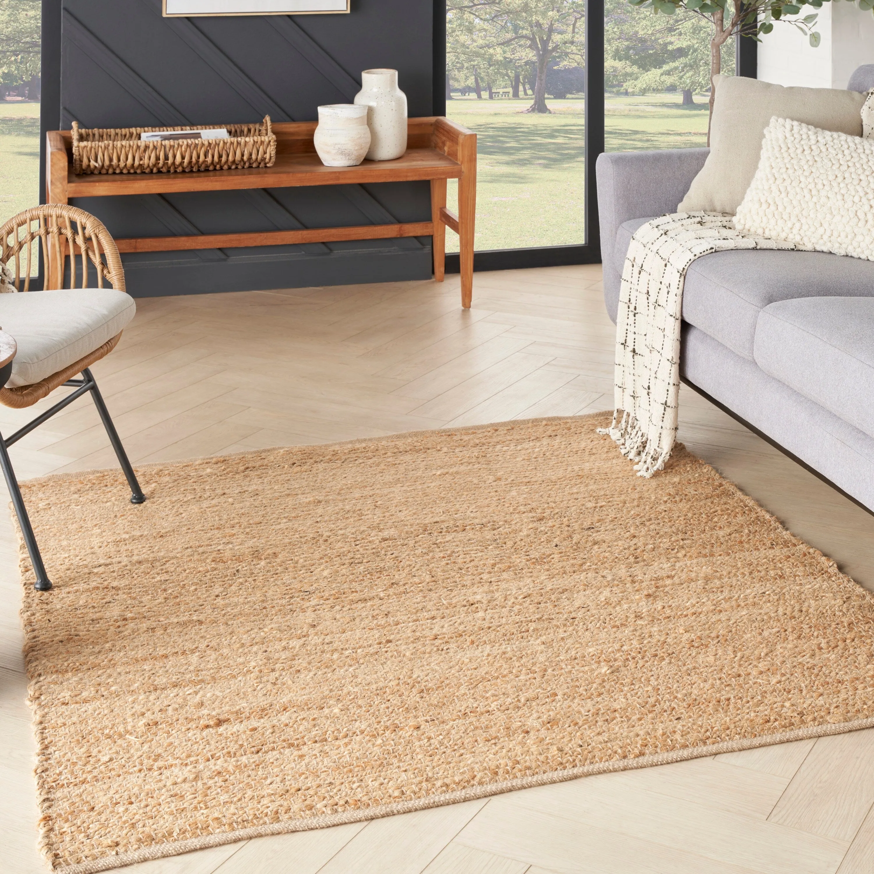 Nourison Natural Jute Indoor only Solid Area Rug