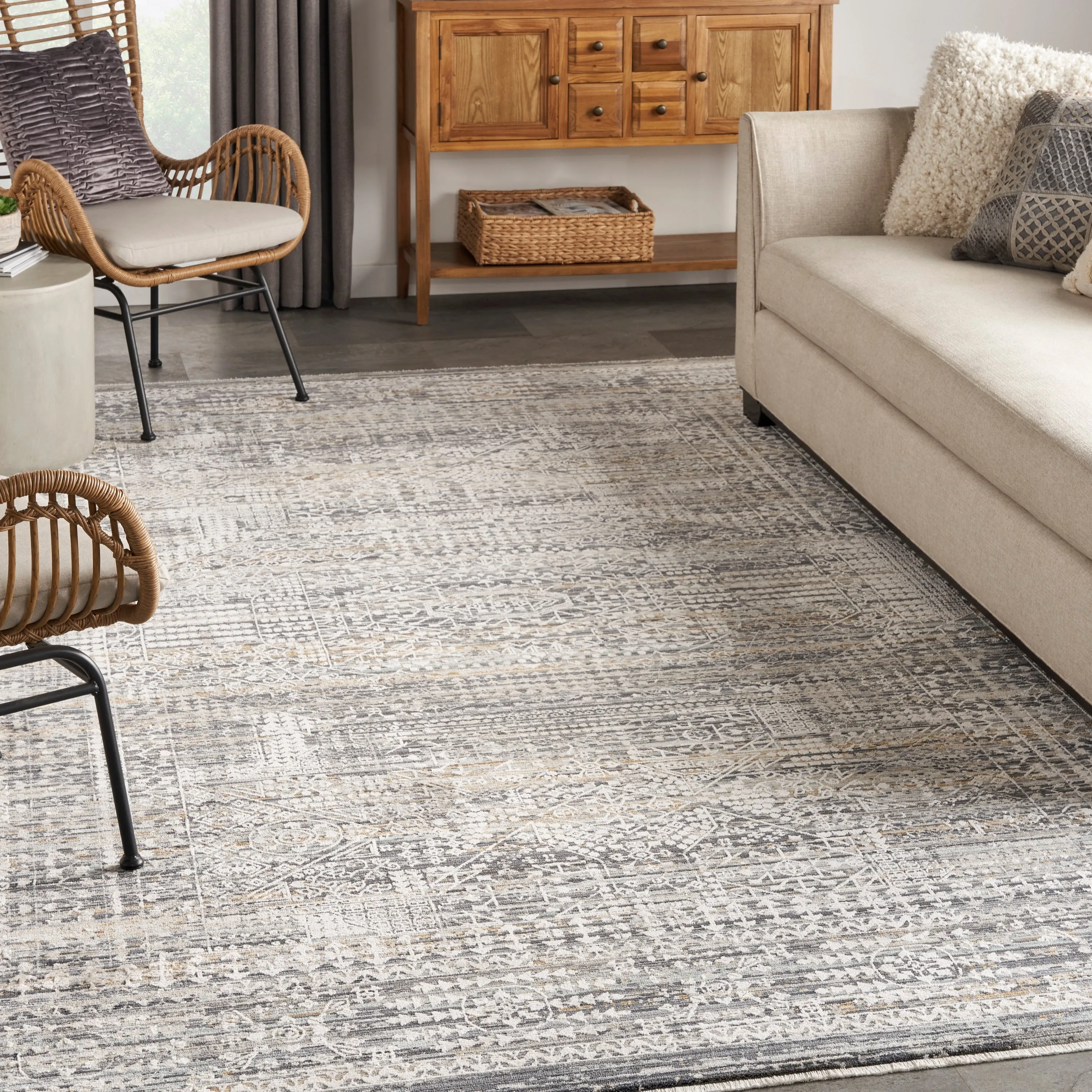 Nourison Nyle Indoor only Grey Geometric Area Rug