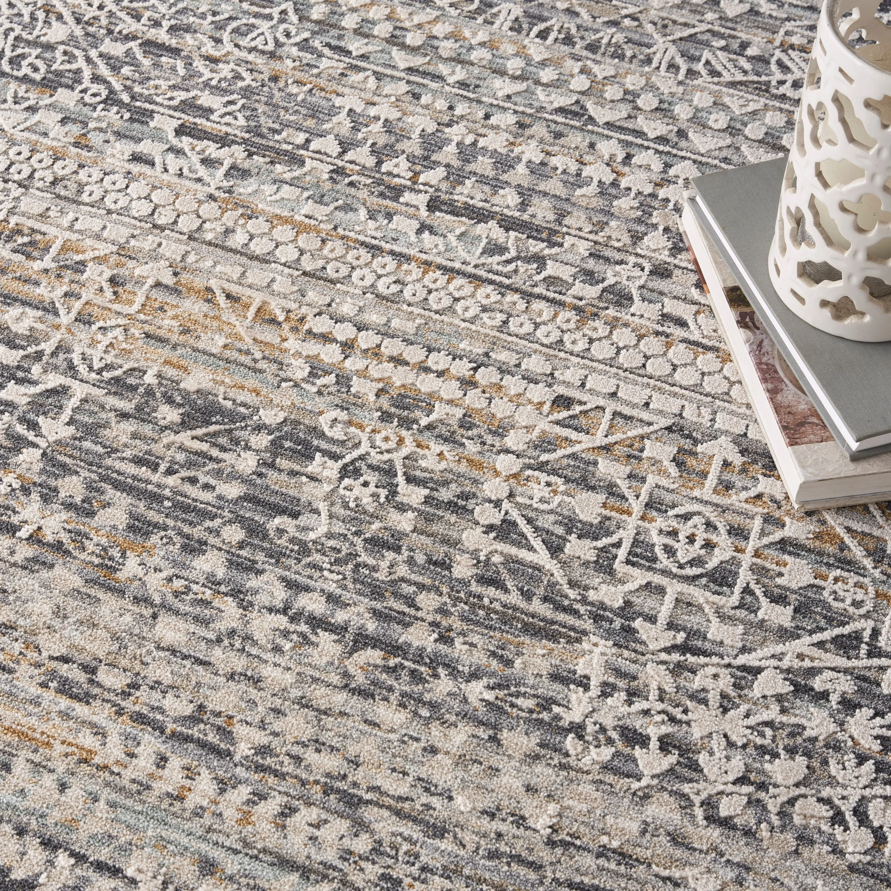 Nourison Nyle Indoor only Grey Geometric Area Rug