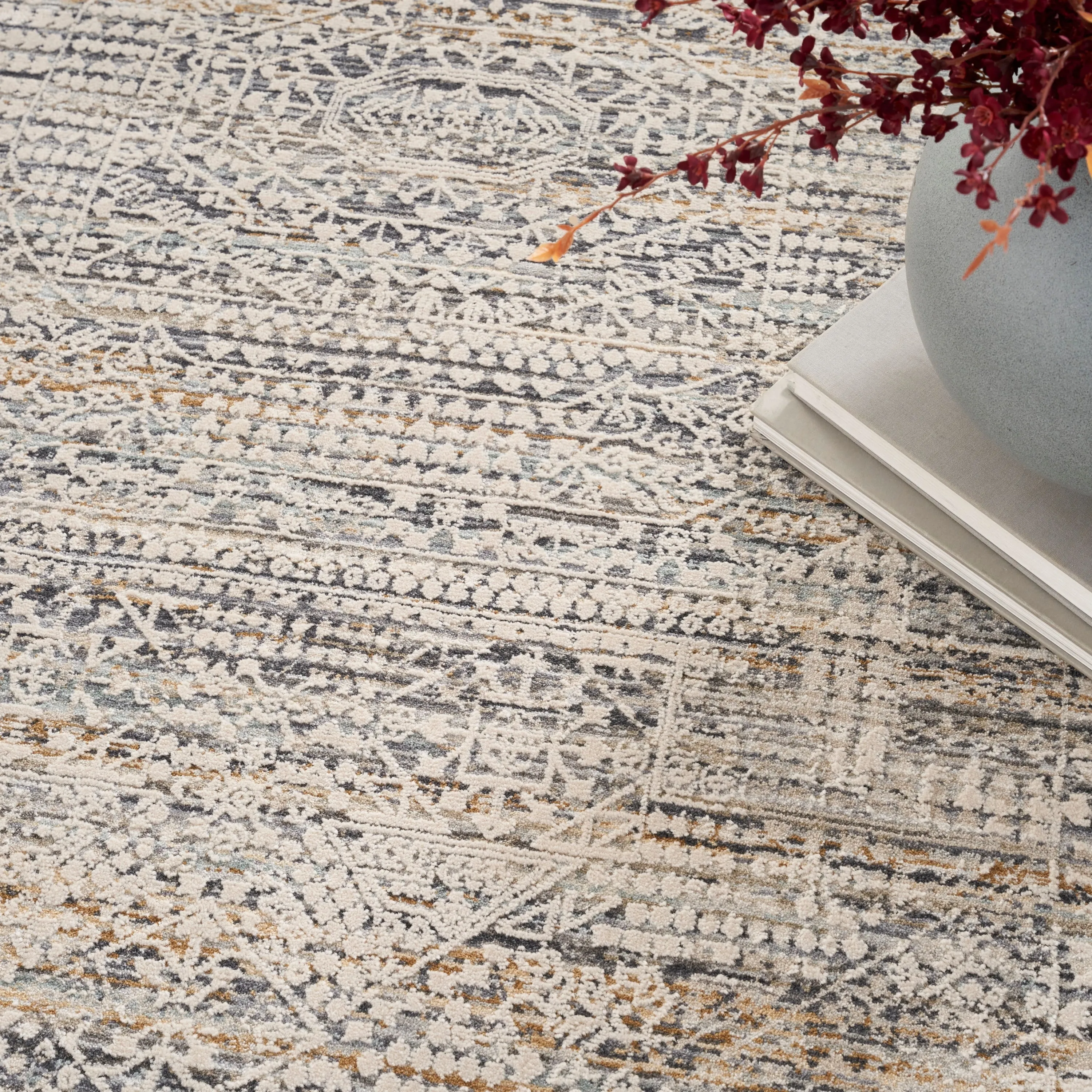 Nourison Nyle Indoor only Grey Geometric Area Rug