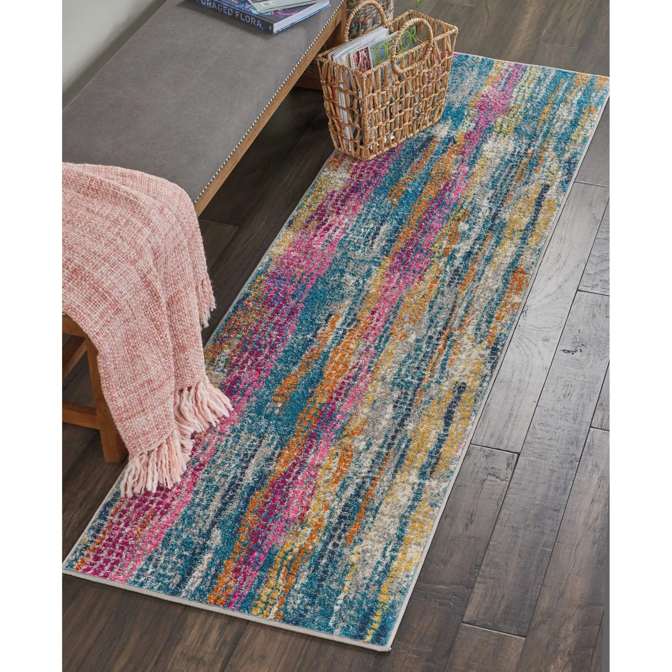 Nourison Passion Boho Brushstroke Grey/Multicolor Area Rug
