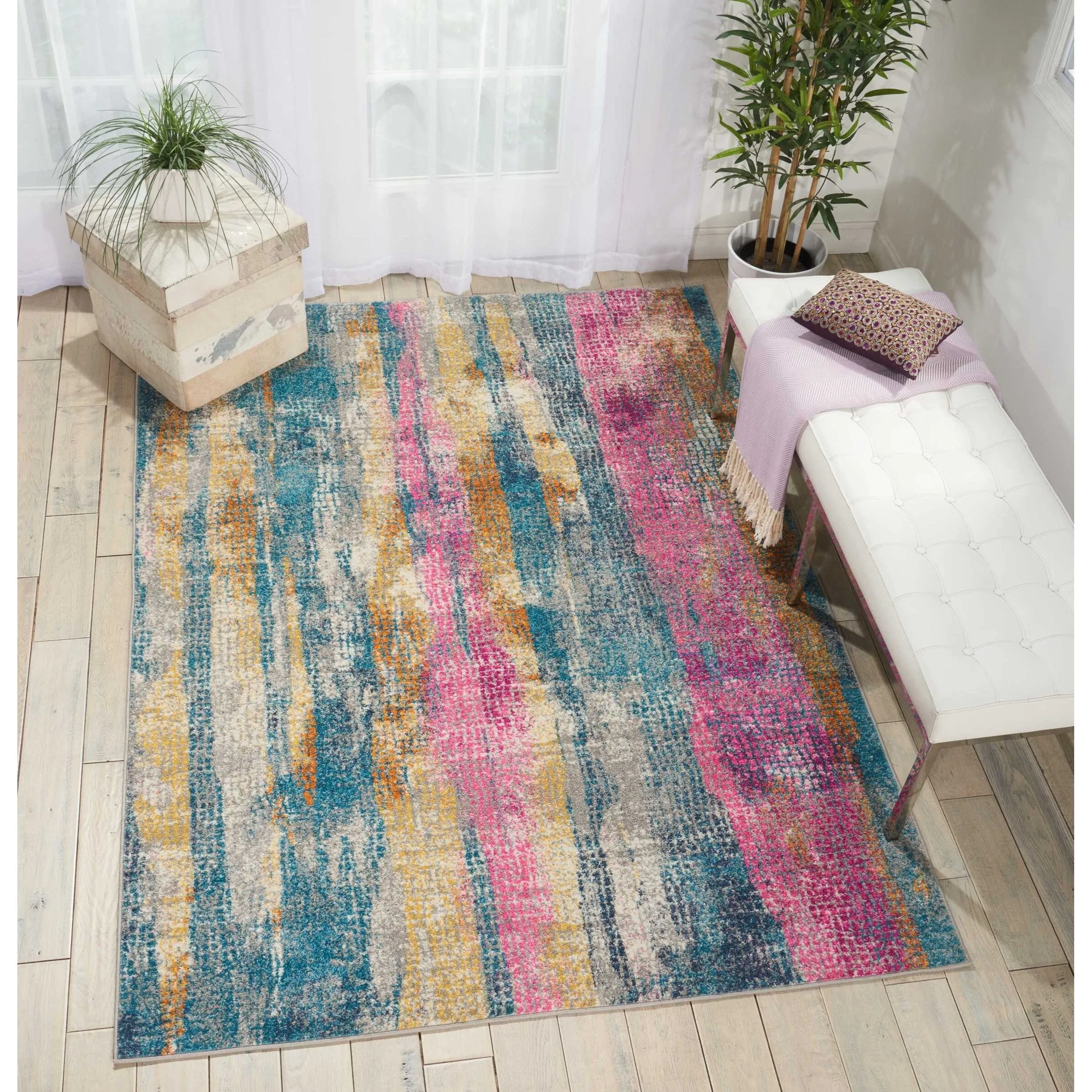 Nourison Passion Boho Brushstroke Grey/Multicolor Area Rug