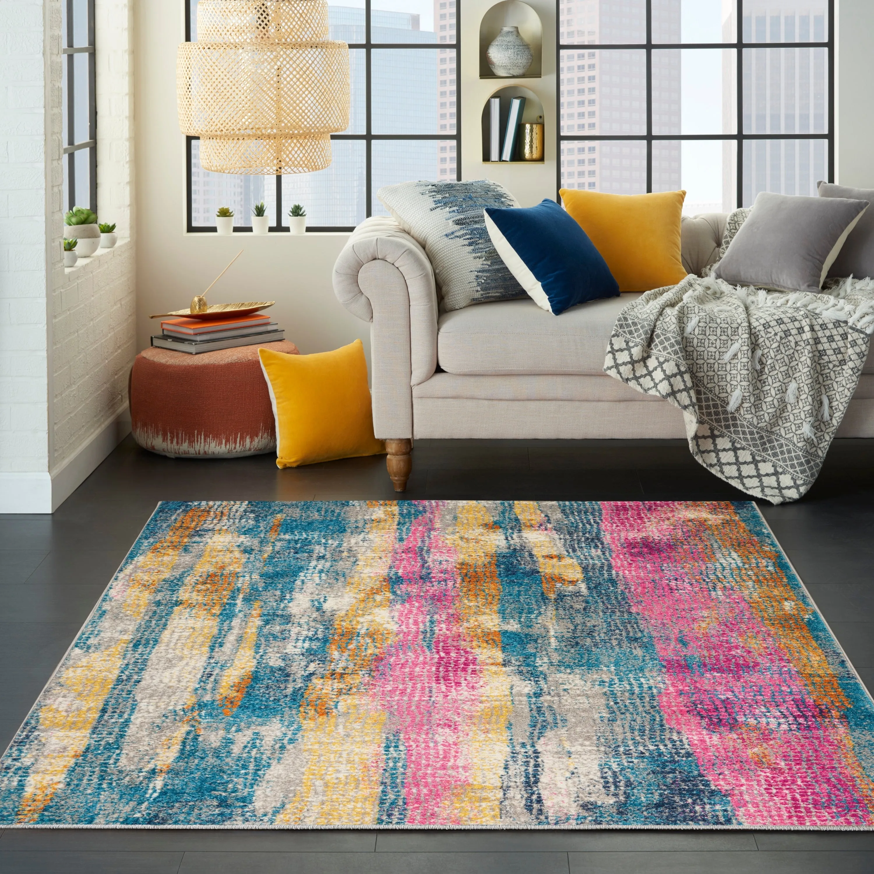 Nourison Passion Boho Brushstroke Grey/Multicolor Area Rug