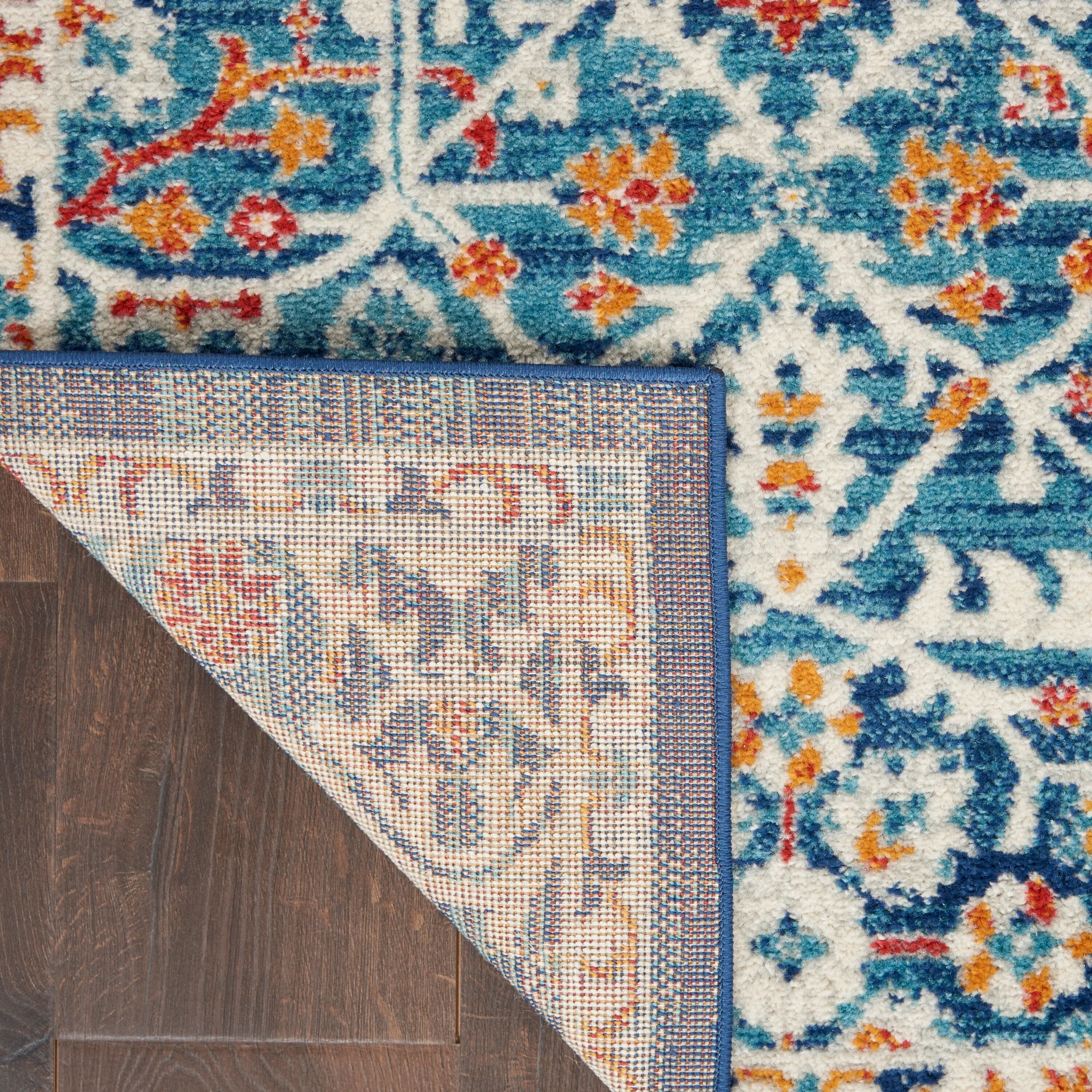 Nourison Passion Transitional Farmhouse Blue Multicolor Area Rug