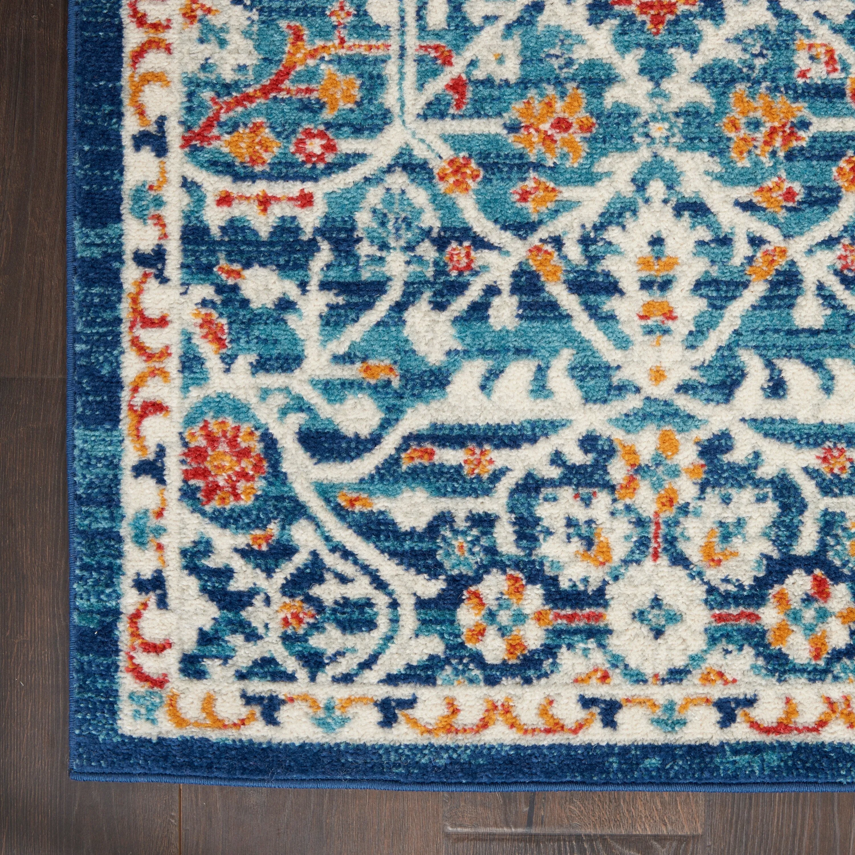 Nourison Passion Transitional Farmhouse Blue Multicolor Area Rug