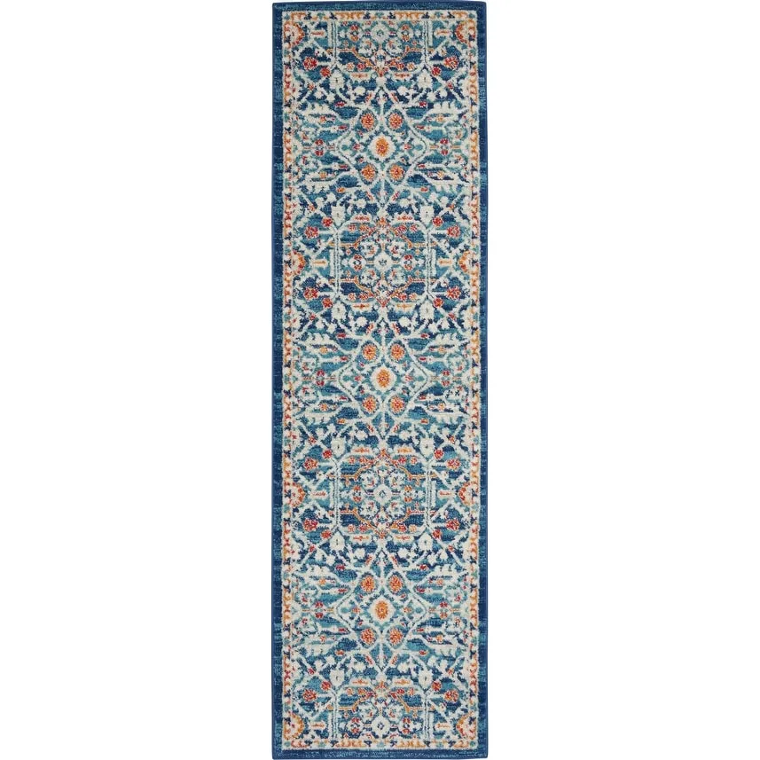 Nourison Passion Transitional Farmhouse Blue Multicolor Area Rug