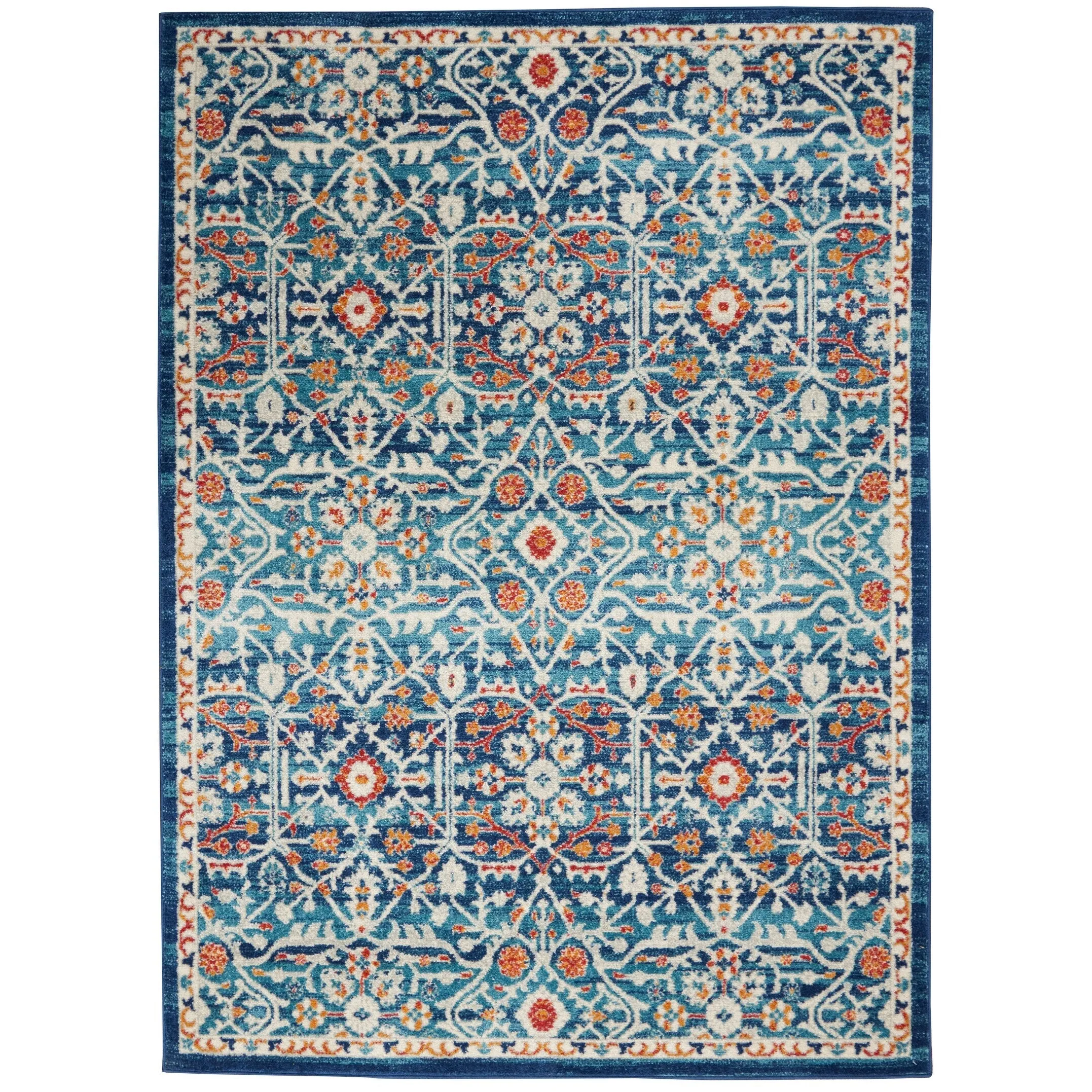 Nourison Passion Transitional Farmhouse Blue Multicolor Area Rug