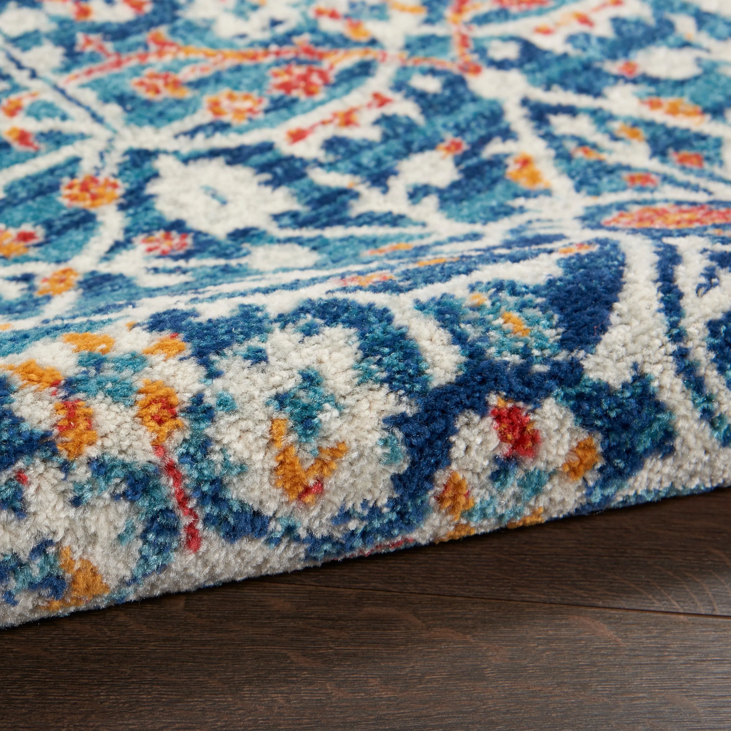 Nourison Passion Transitional Farmhouse Blue Multicolor Area Rug