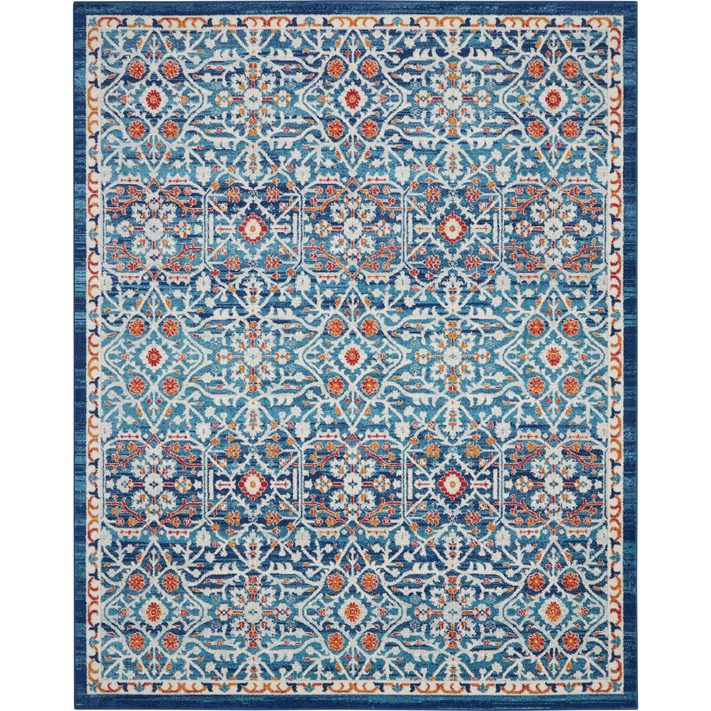 Nourison Passion Transitional Farmhouse Blue Multicolor Area Rug