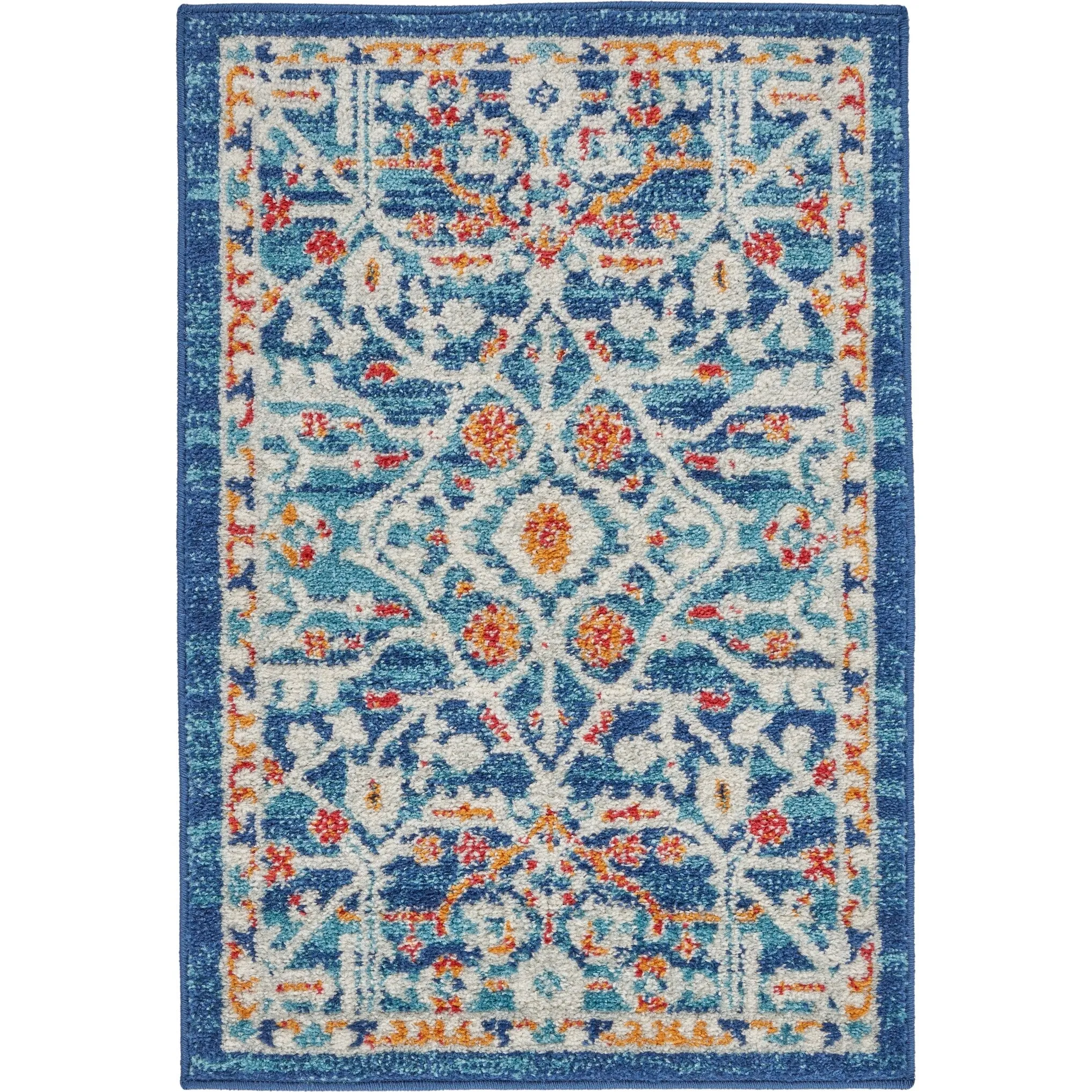 Nourison Passion Transitional Farmhouse Blue Multicolor Area Rug