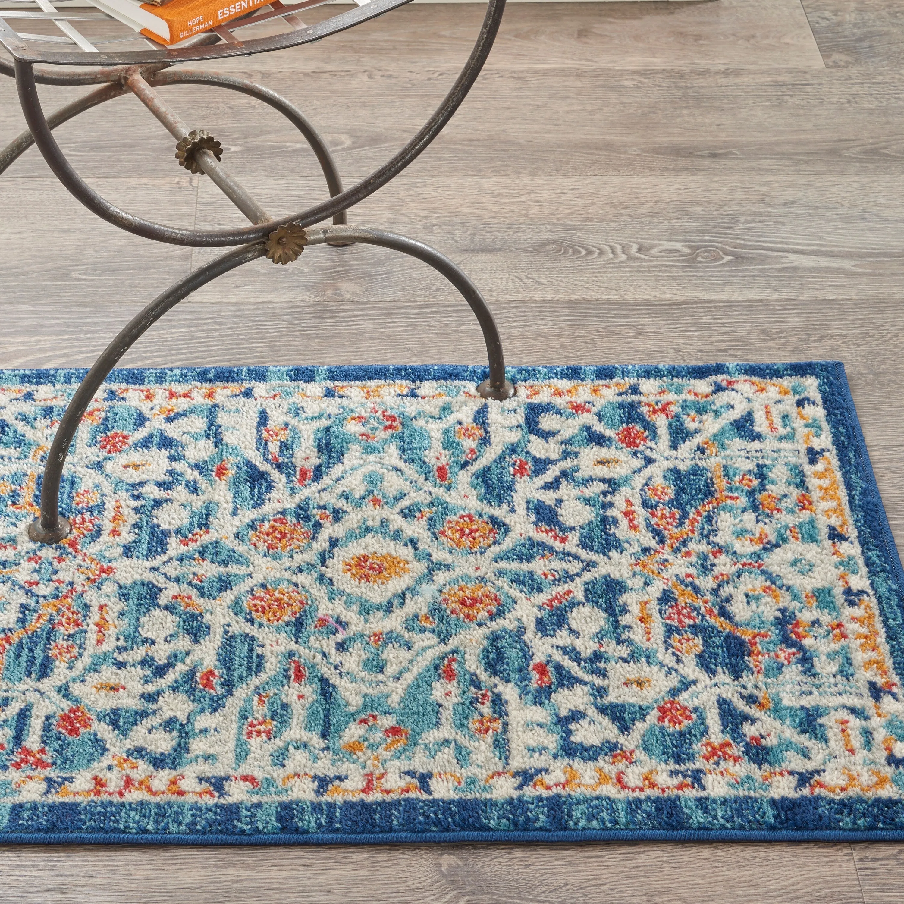 Nourison Passion Transitional Farmhouse Blue Multicolor Area Rug