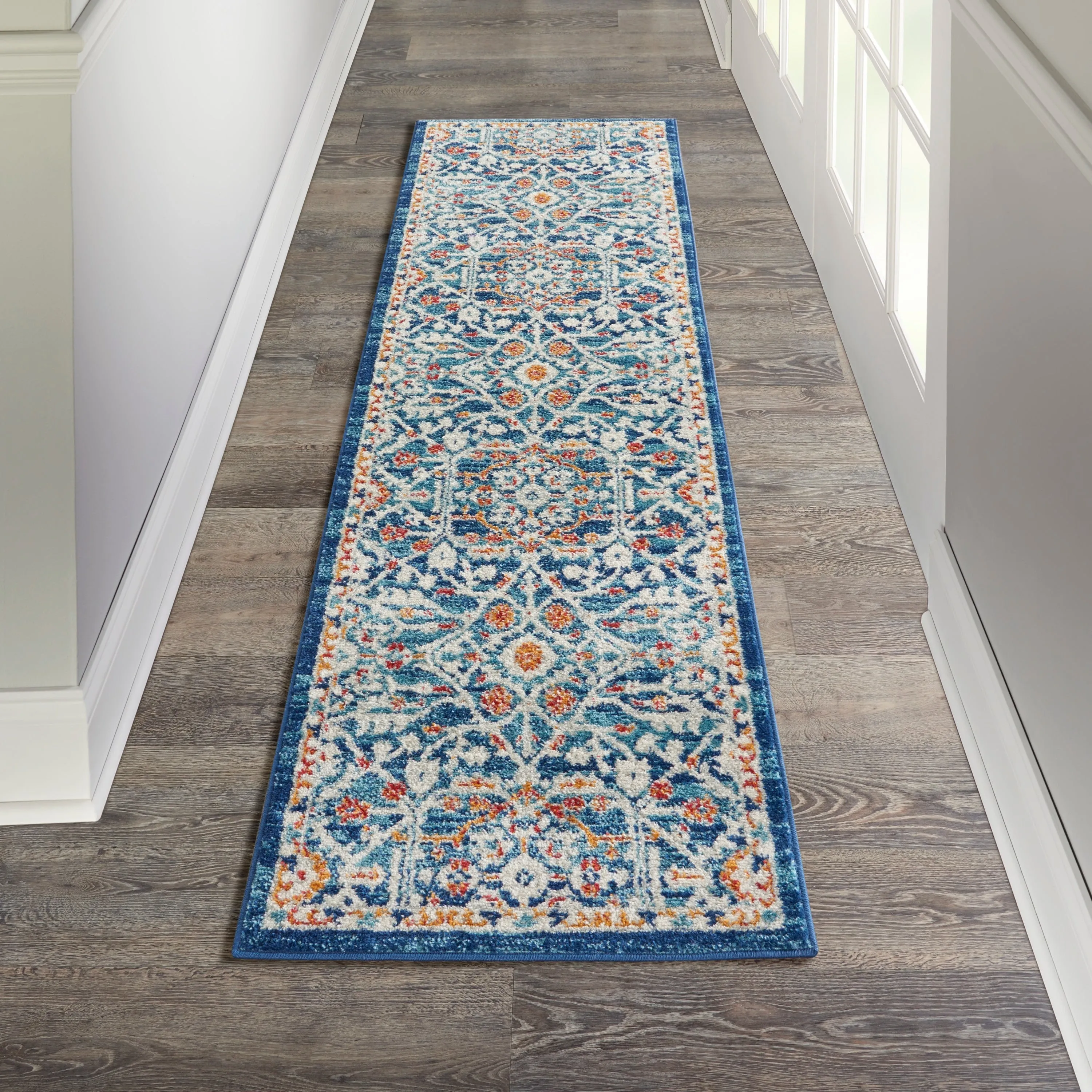Nourison Passion Transitional Farmhouse Blue Multicolor Area Rug