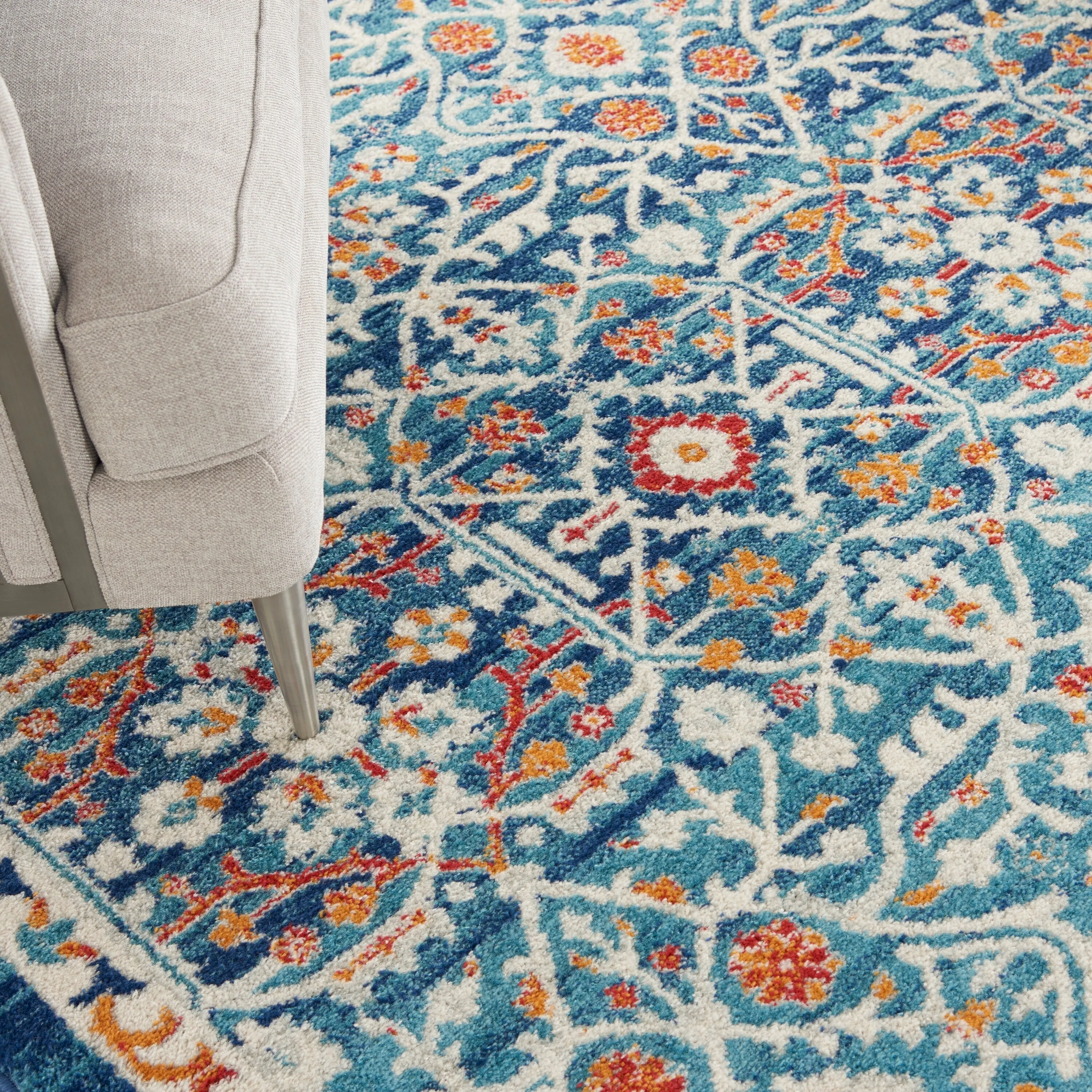 Nourison Passion Transitional Farmhouse Blue Multicolor Area Rug